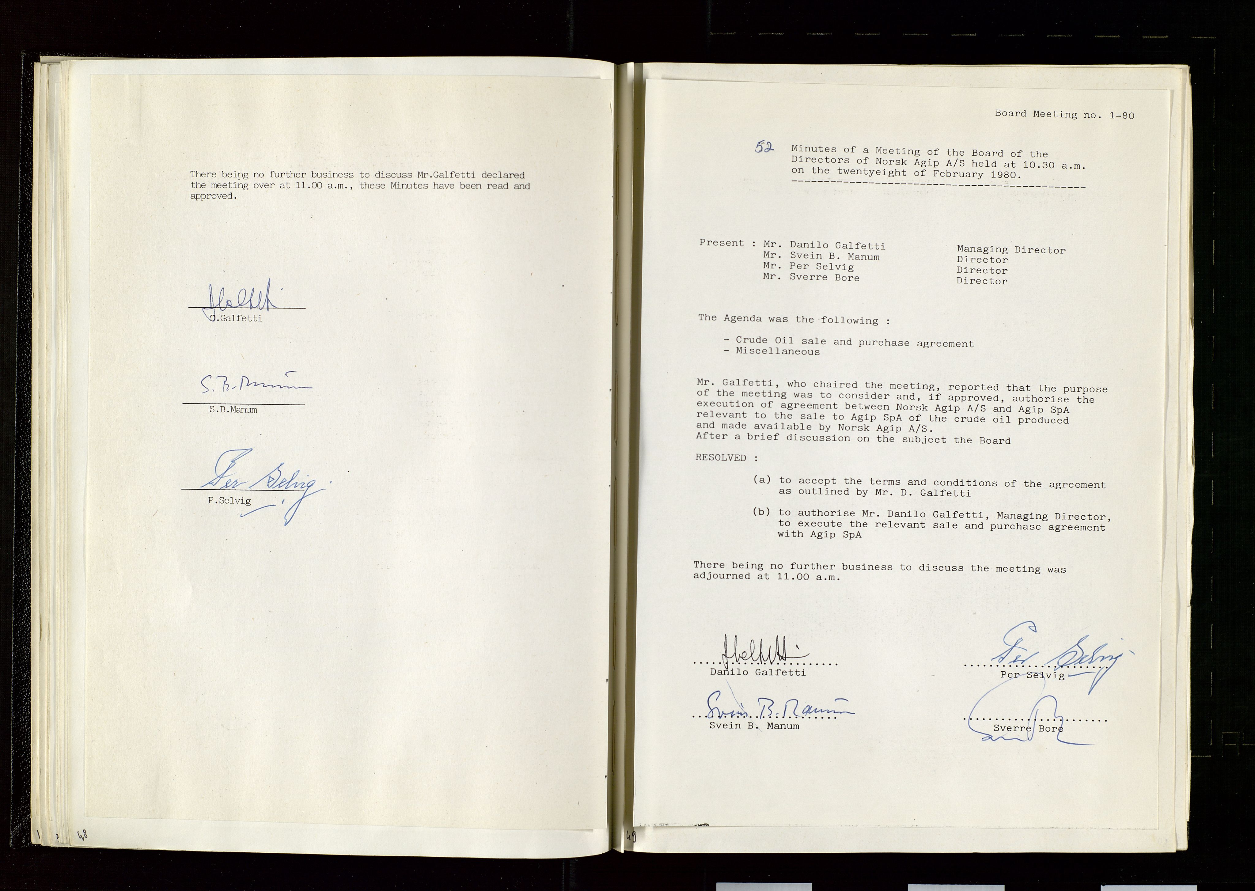 Pa 1583 - Norsk Agip AS, AV/SAST-A-102138/A/Aa/L0003: Board of Directors meeting minutes, 1979-1983, s. 48-49