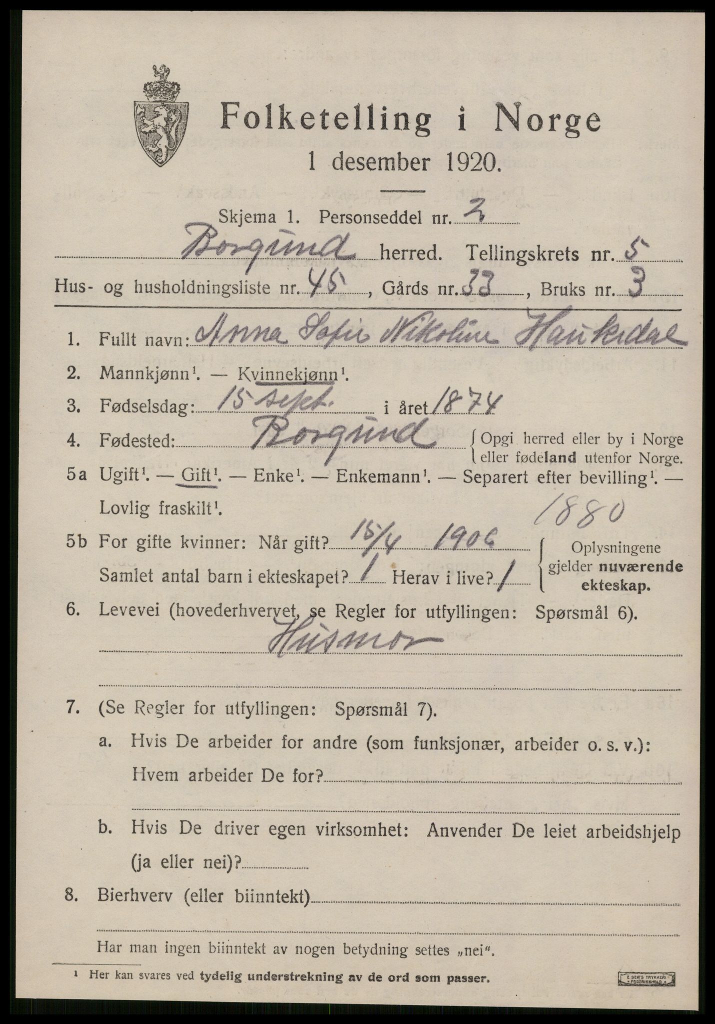 SAT, Folketelling 1920 for 1531 Borgund herred, 1920, s. 5100