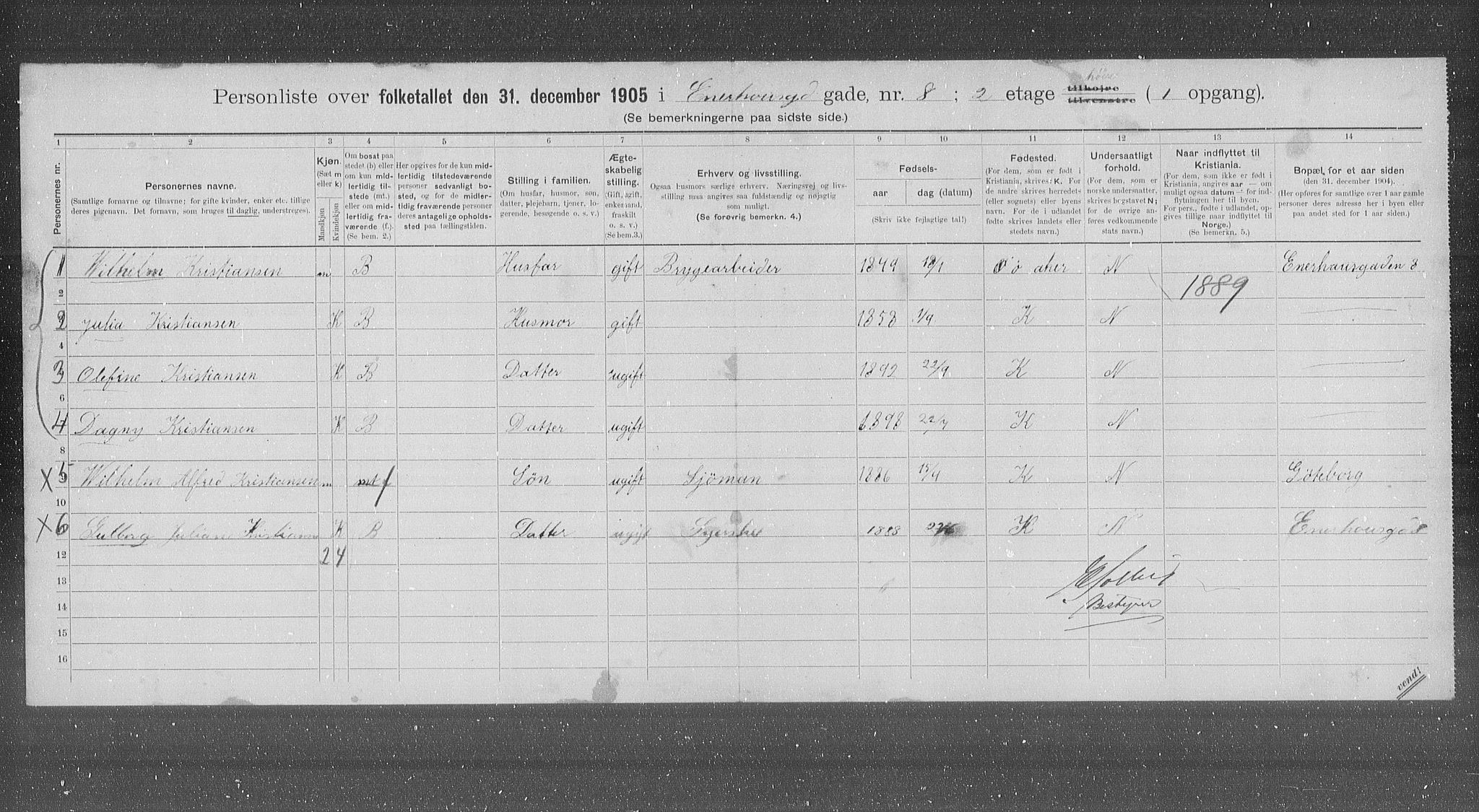OBA, Kommunal folketelling 31.12.1905 for Kristiania kjøpstad, 1905, s. 10886