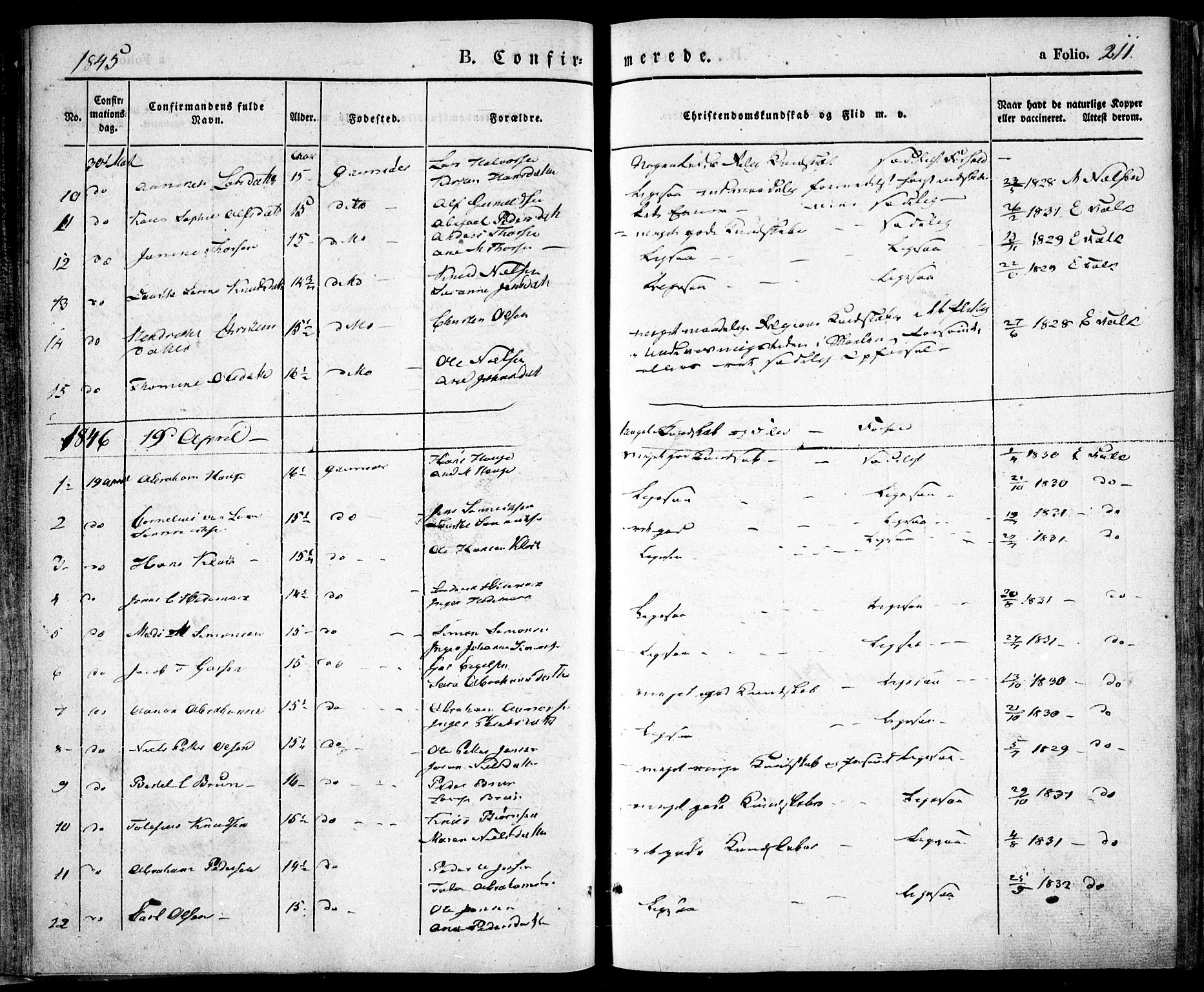 Risør sokneprestkontor, AV/SAK-1111-0035/F/Fa/L0003: Ministerialbok nr. A 3, 1838-1864, s. 211