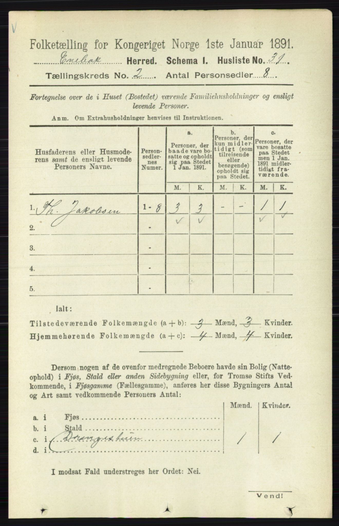 RA, Folketelling 1891 for 0229 Enebakk herred, 1891, s. 736