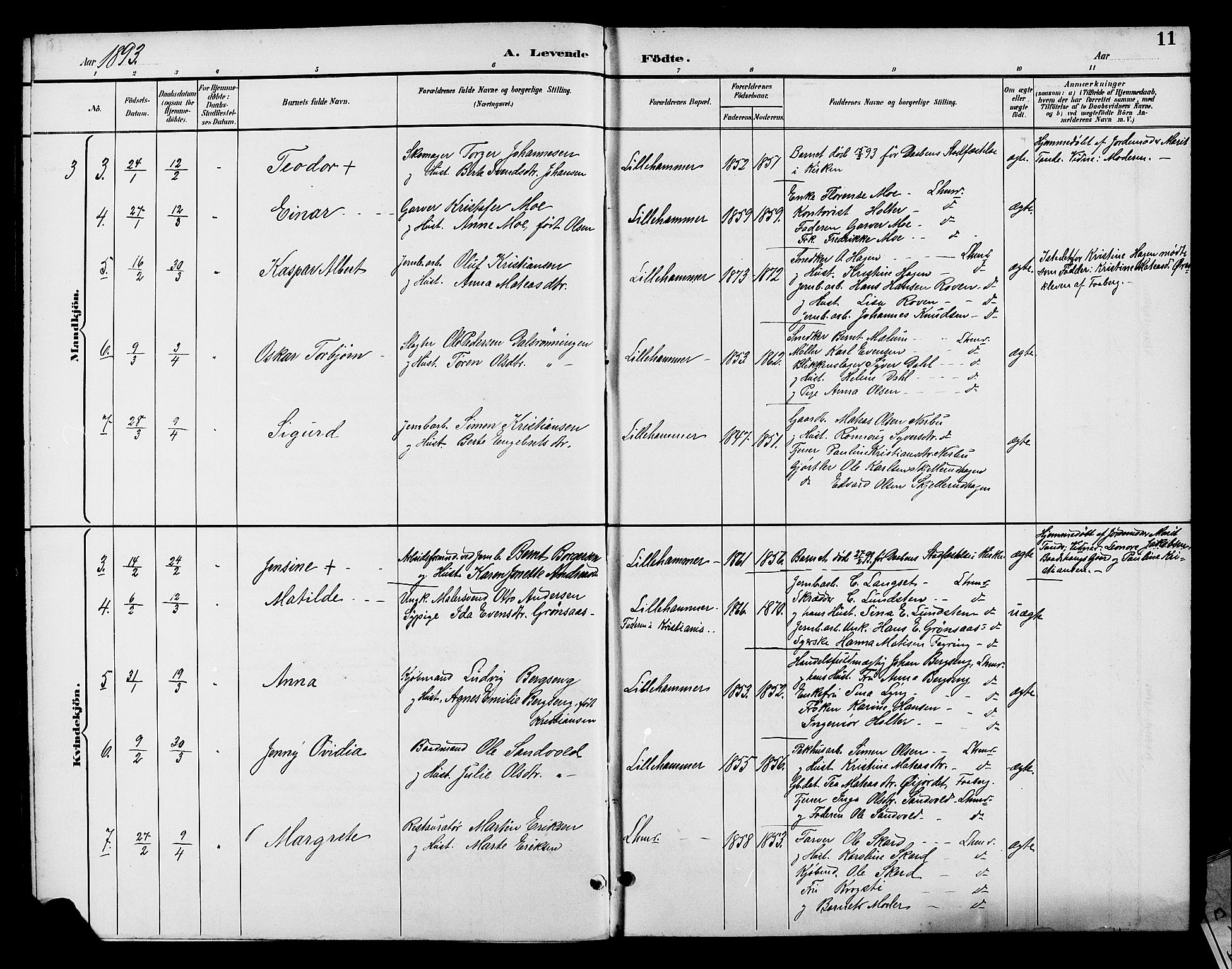 Fåberg prestekontor, SAH/PREST-086/H/Ha/Hab/L0008: Klokkerbok nr. 8, 1891-1900, s. 11