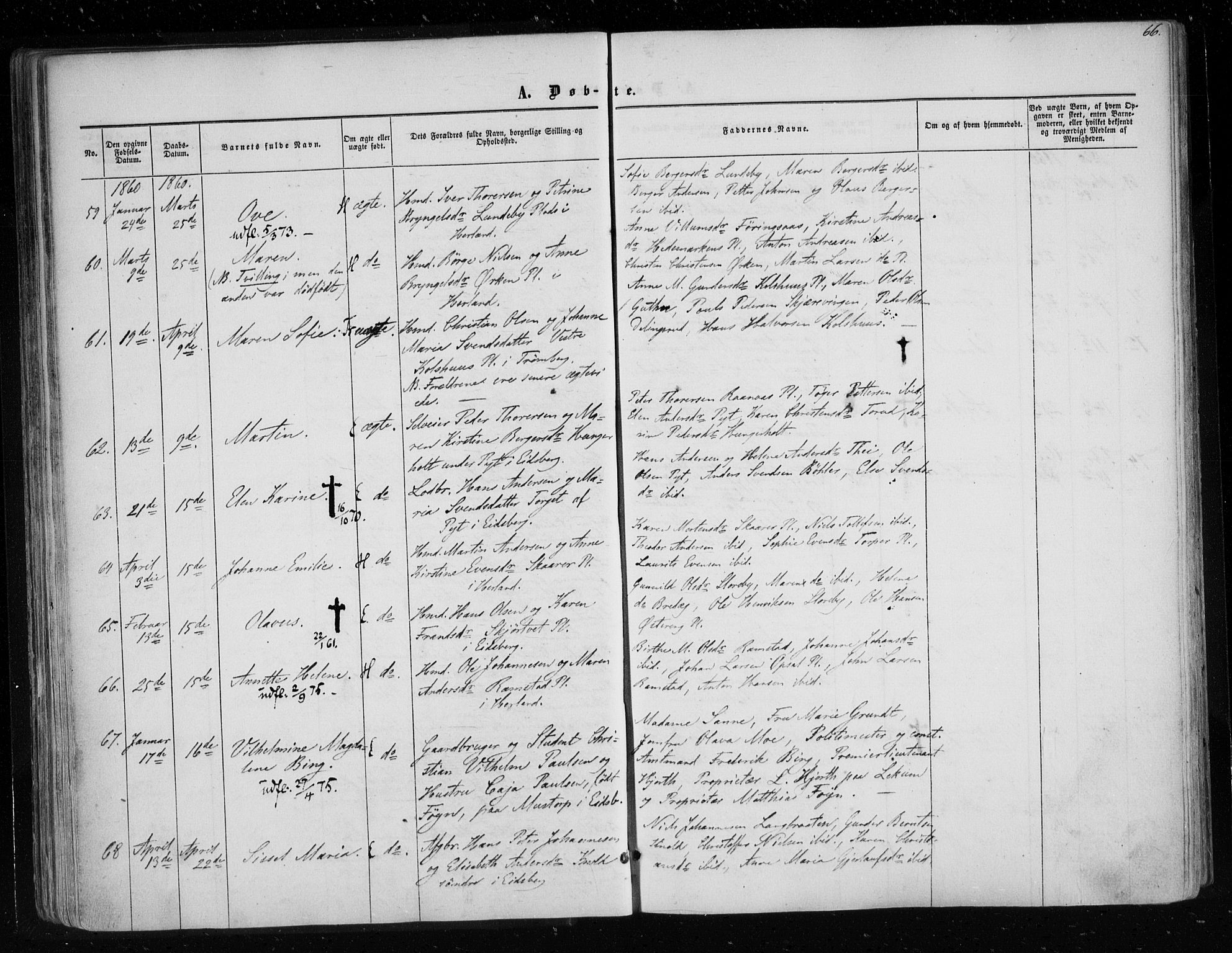 Eidsberg prestekontor Kirkebøker, AV/SAO-A-10905/F/Fa/L0010.a: Ministerialbok nr. I 10A, 1857-1866, s. 66