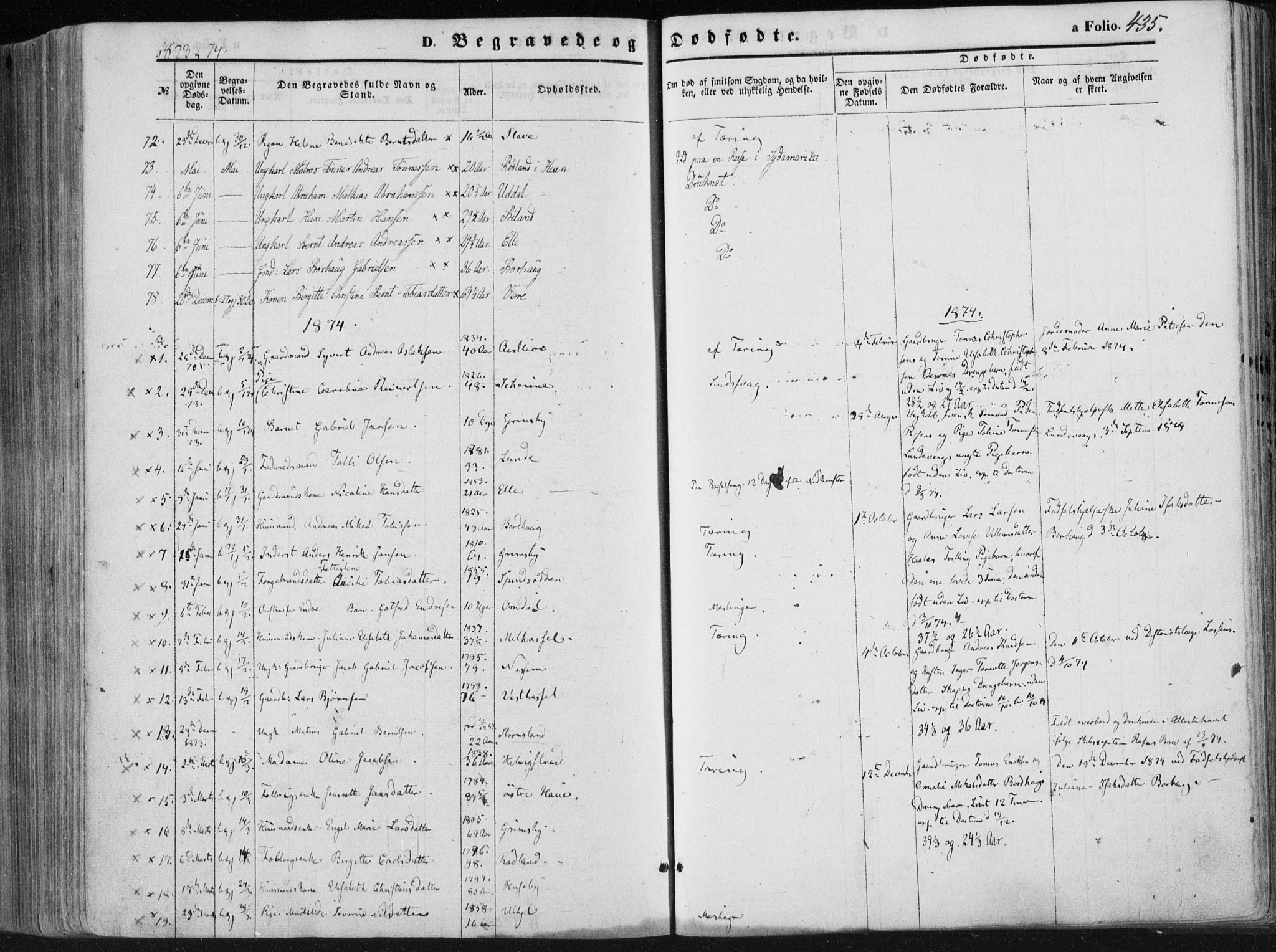 Lista sokneprestkontor, AV/SAK-1111-0027/F/Fa/L0011: Ministerialbok nr. A 11, 1861-1878, s. 435
