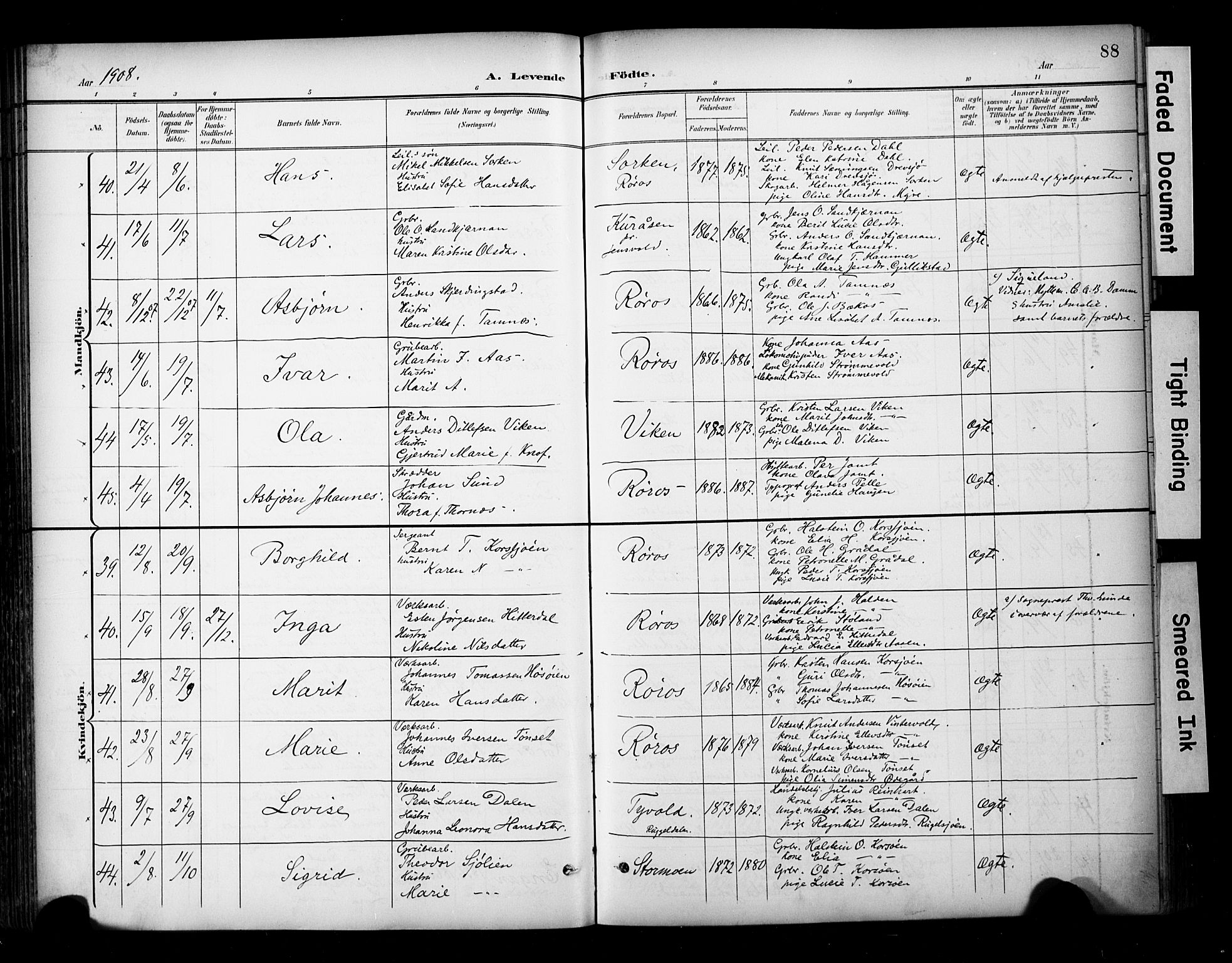 Ministerialprotokoller, klokkerbøker og fødselsregistre - Sør-Trøndelag, AV/SAT-A-1456/681/L0936: Ministerialbok nr. 681A14, 1899-1908, s. 88
