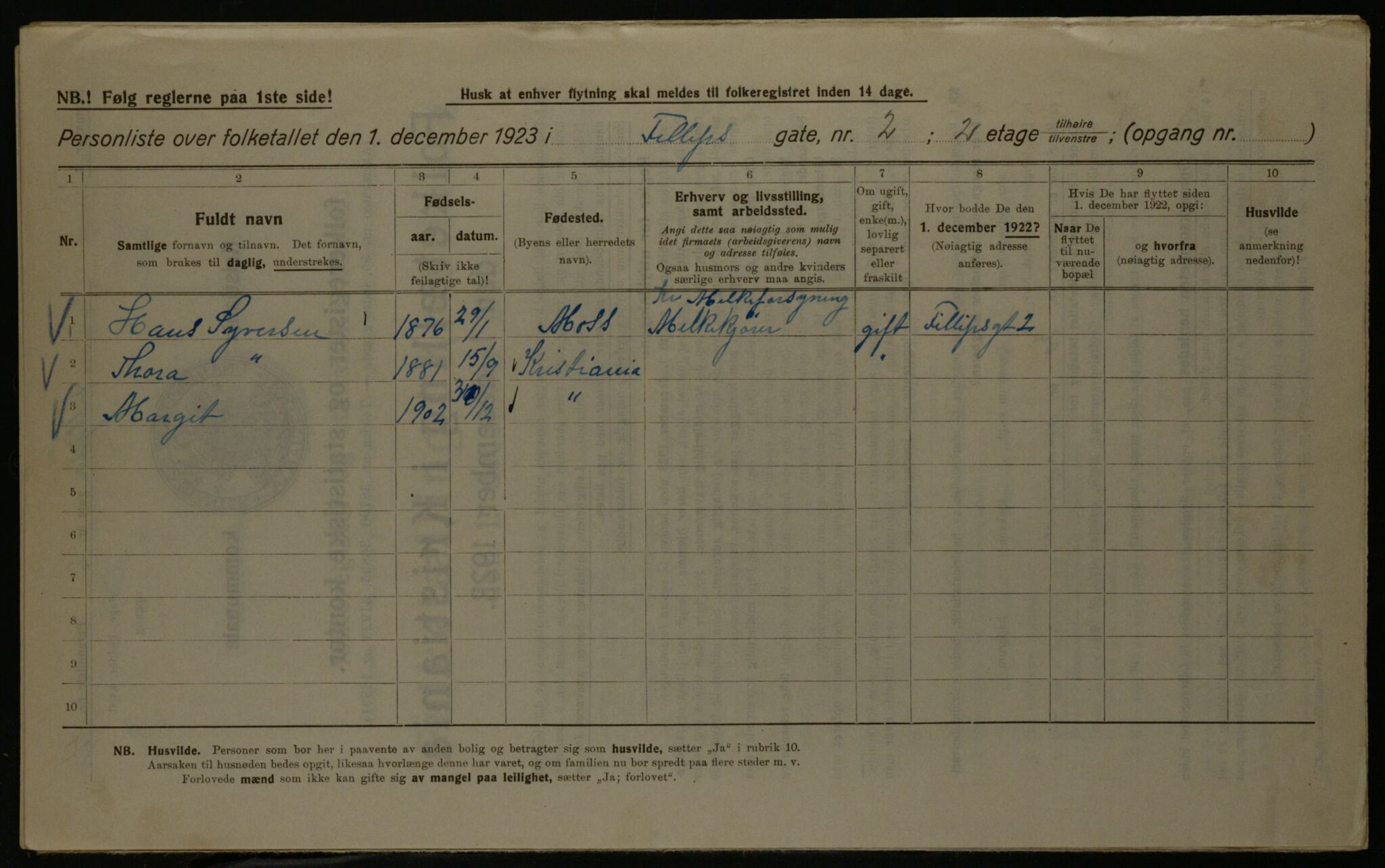 OBA, Kommunal folketelling 1.12.1923 for Kristiania, 1923, s. 27323