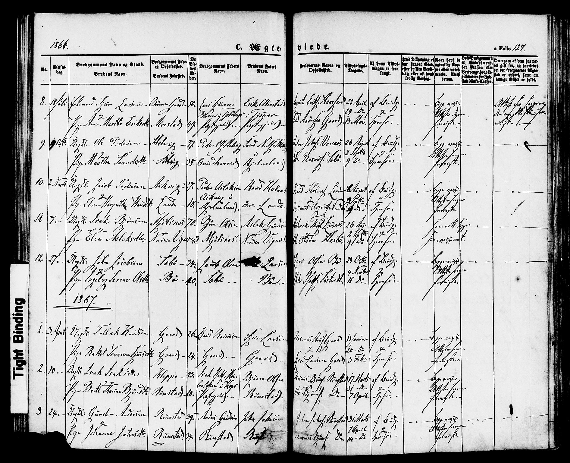 Finnøy sokneprestkontor, AV/SAST-A-101825/H/Ha/Haa/L0008: Ministerialbok nr. A 8, 1863-1878, s. 127