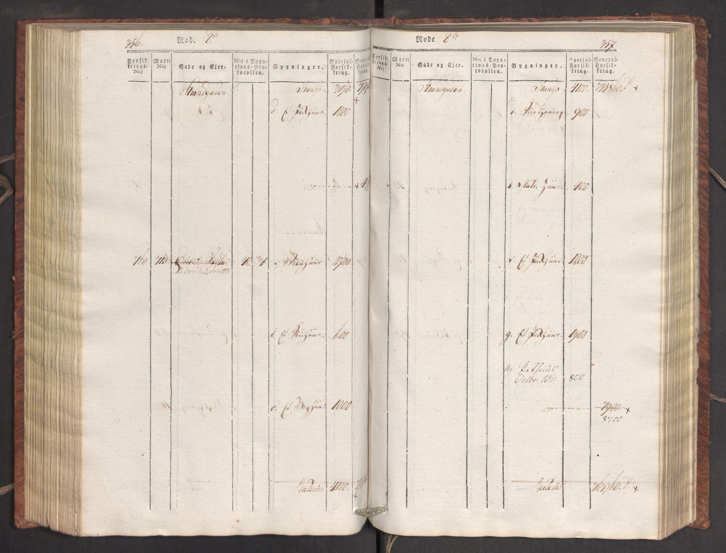 Kommersekollegiet, Brannforsikringskontoret 1767-1814, AV/RA-EA-5458/F/Fa/L0007/0001: Bergen / Branntakstprotokoll, 1807-1817, s. 356-357