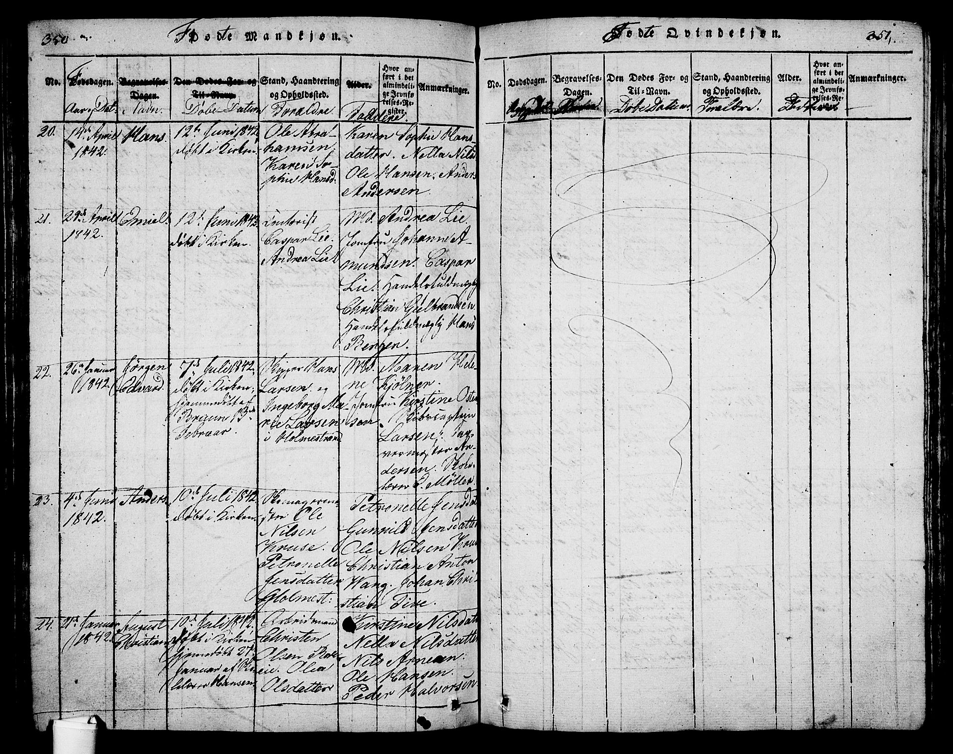 Holmestrand kirkebøker, AV/SAKO-A-346/G/Ga/L0001: Klokkerbok nr. 1, 1814-1848, s. 350-351