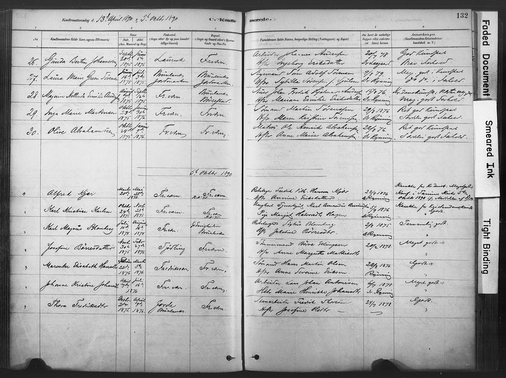 Stavern kirkebøker, AV/SAKO-A-318/F/Fa/L0008: Ministerialbok nr. 8, 1878-1905, s. 132
