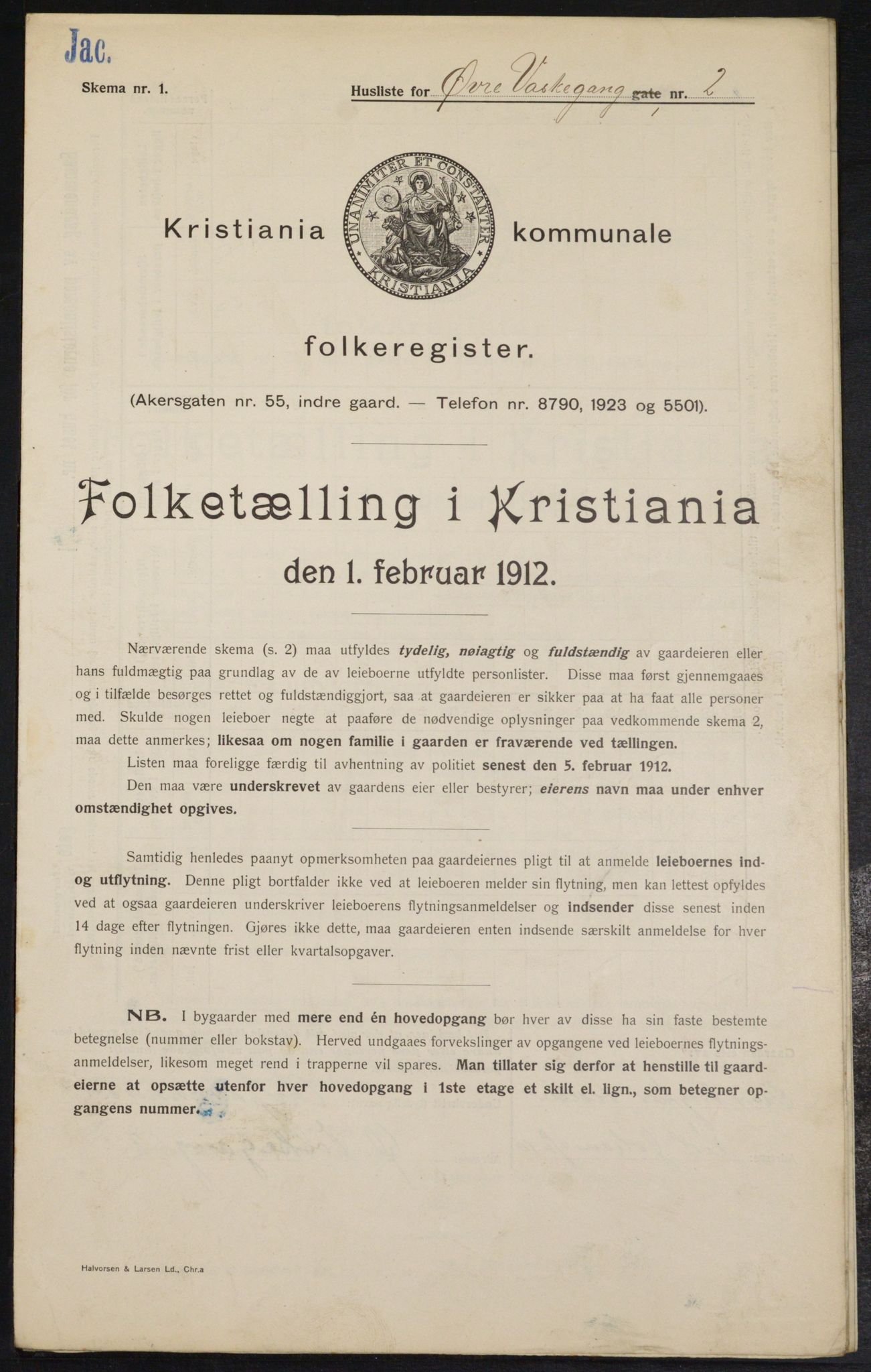 OBA, Kommunal folketelling 1.2.1912 for Kristiania, 1912, s. 130022