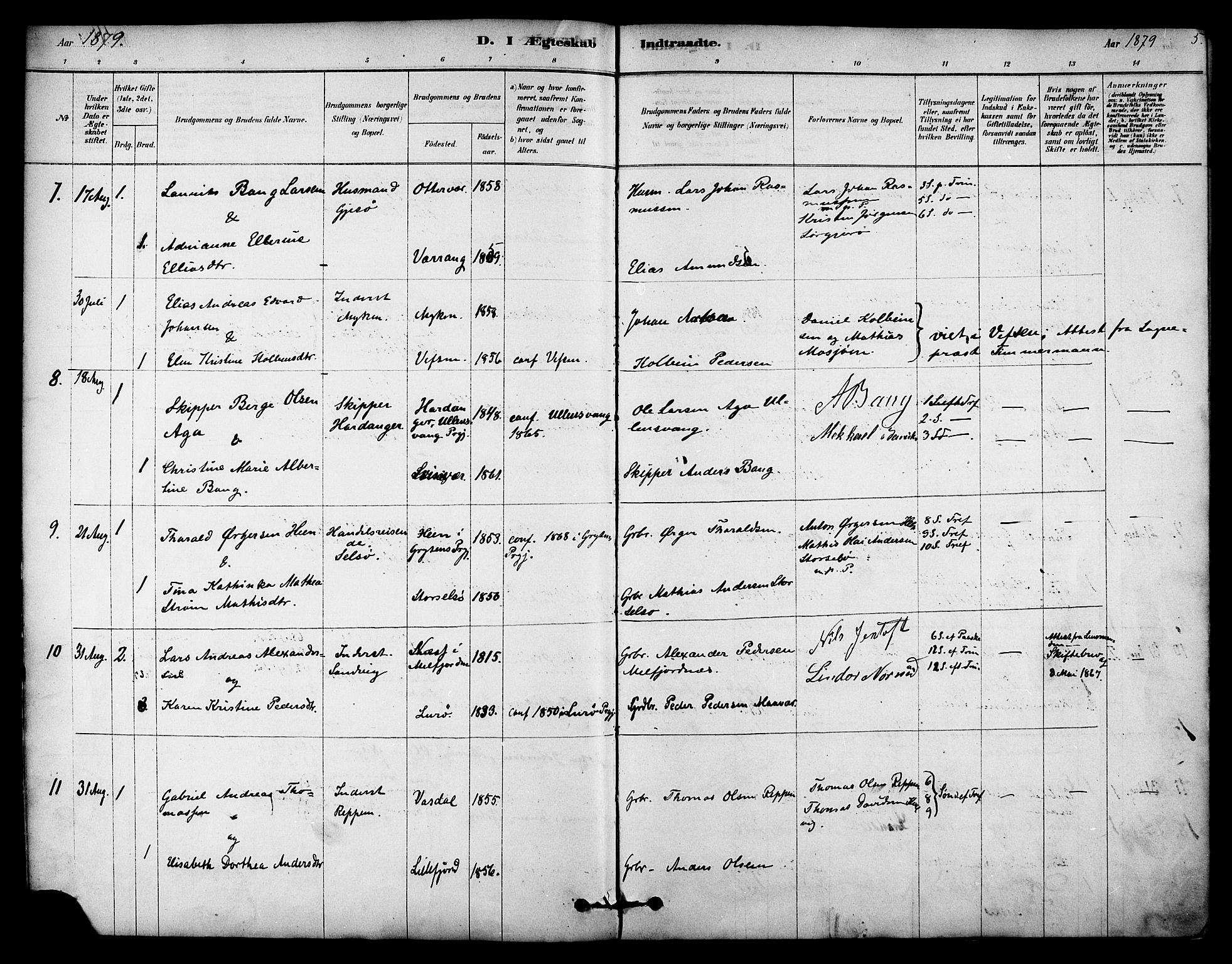 Ministerialprotokoller, klokkerbøker og fødselsregistre - Nordland, AV/SAT-A-1459/841/L0609: Ministerialbok nr. 841A13, 1878-1902, s. 5