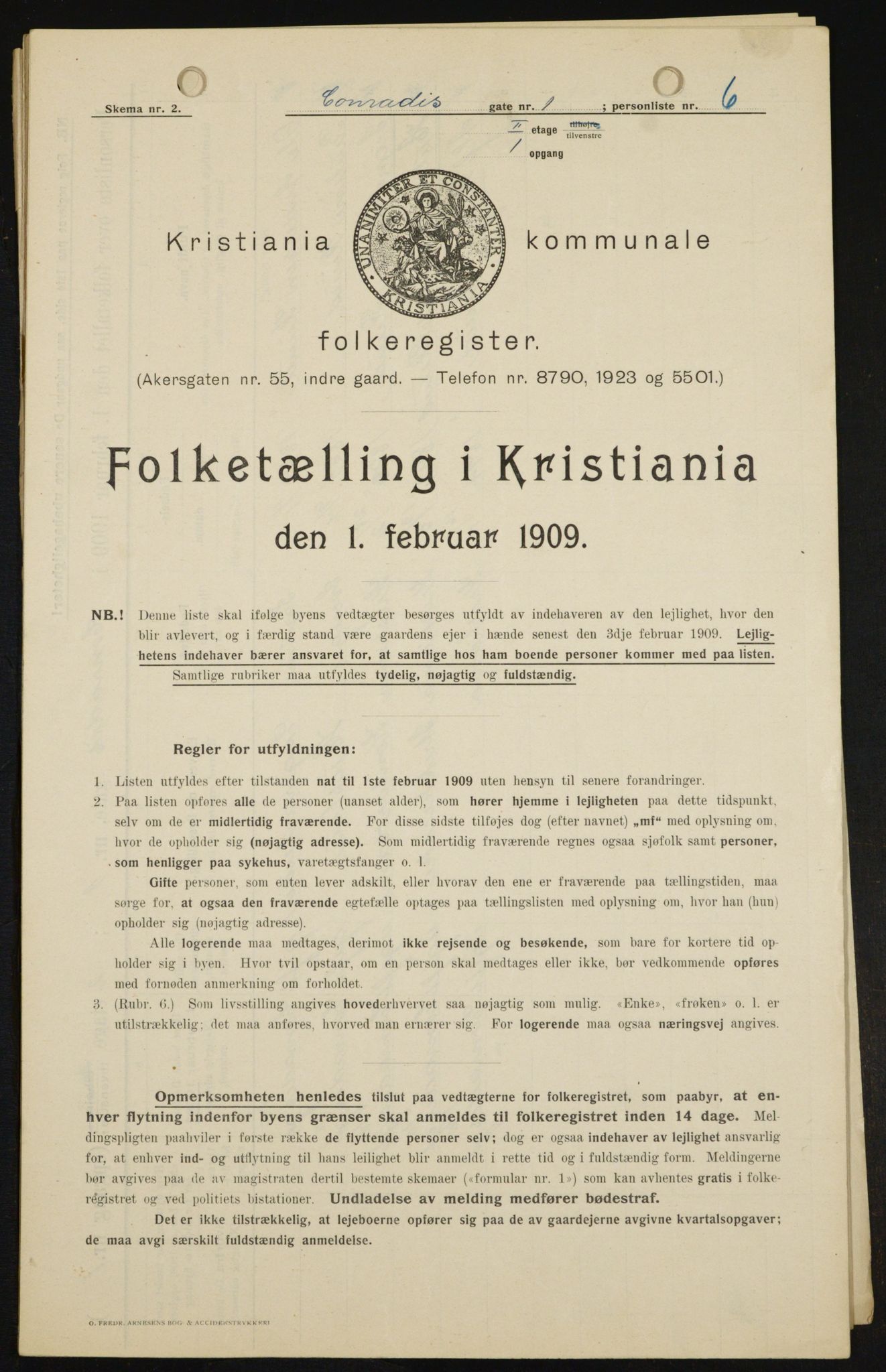 OBA, Kommunal folketelling 1.2.1909 for Kristiania kjøpstad, 1909, s. 12053