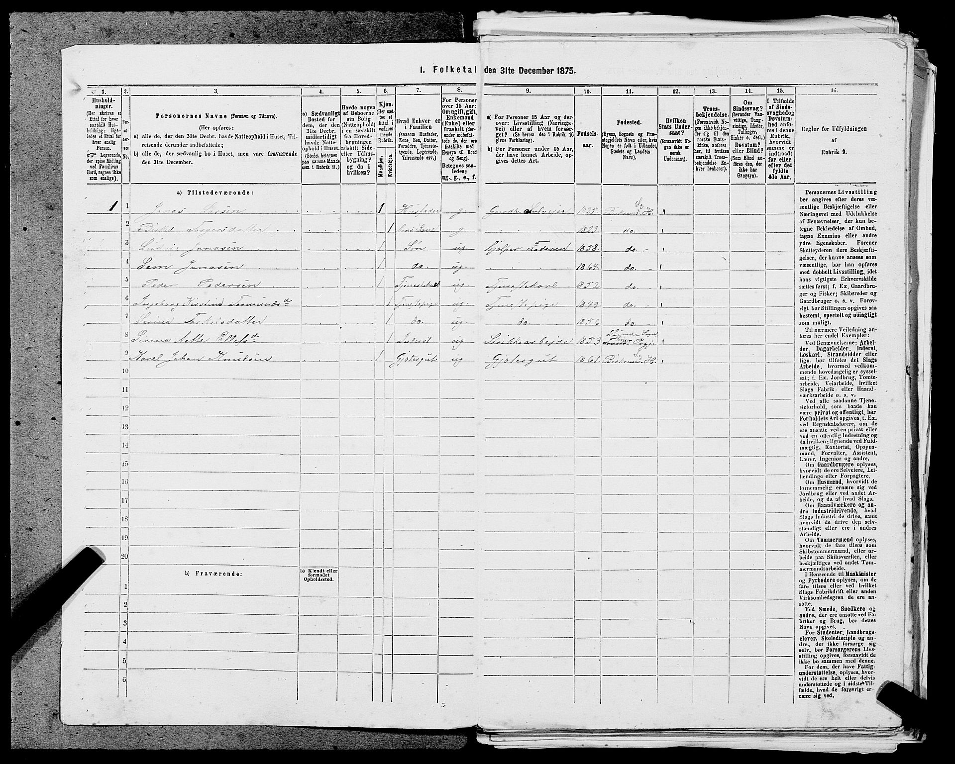 SAST, Folketelling 1875 for 1115P Helleland prestegjeld, 1875, s. 978