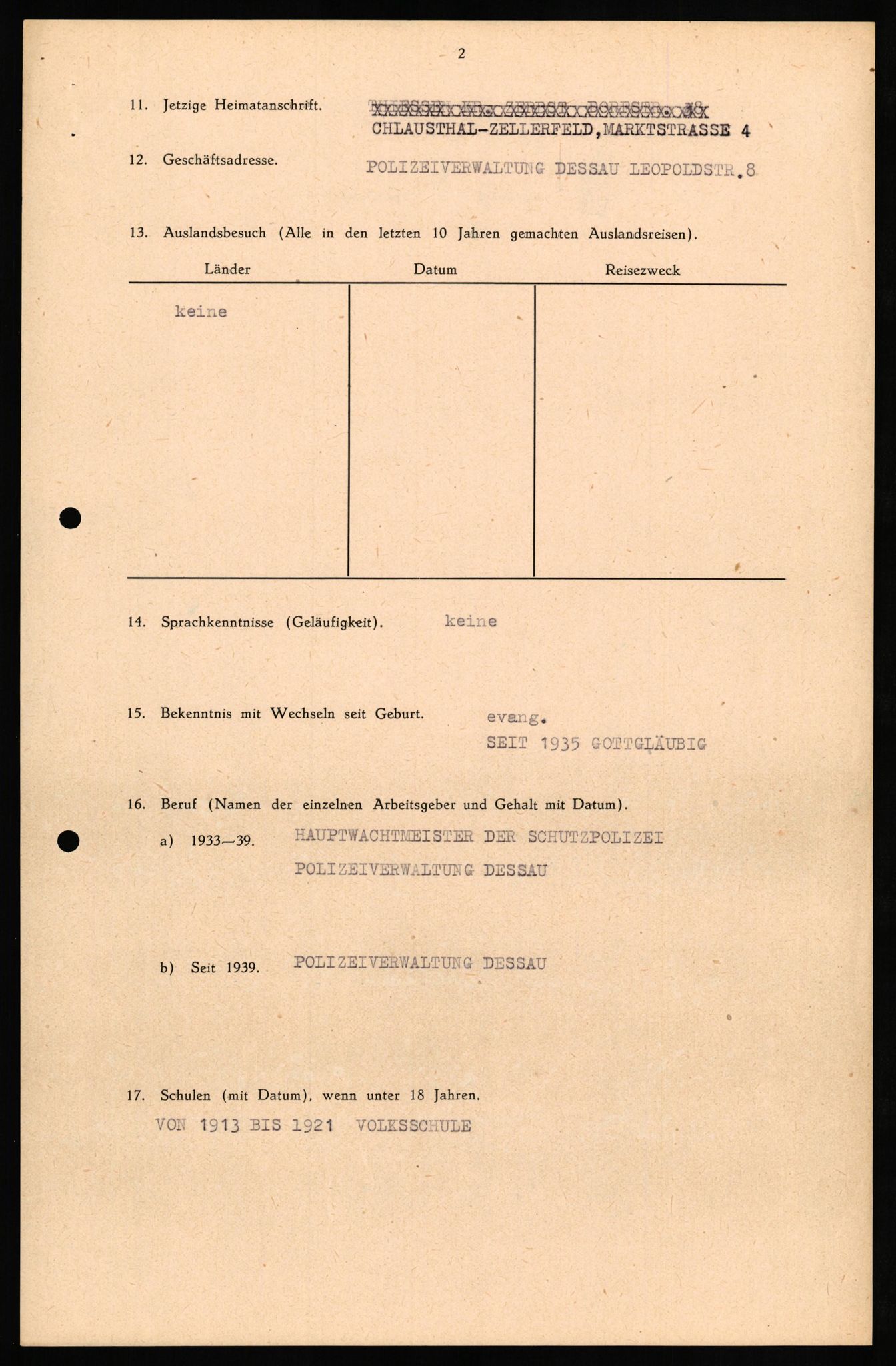 Forsvaret, Forsvarets overkommando II, AV/RA-RAFA-3915/D/Db/L0026: CI Questionaires. Tyske okkupasjonsstyrker i Norge. Tyskere., 1945-1946, s. 130