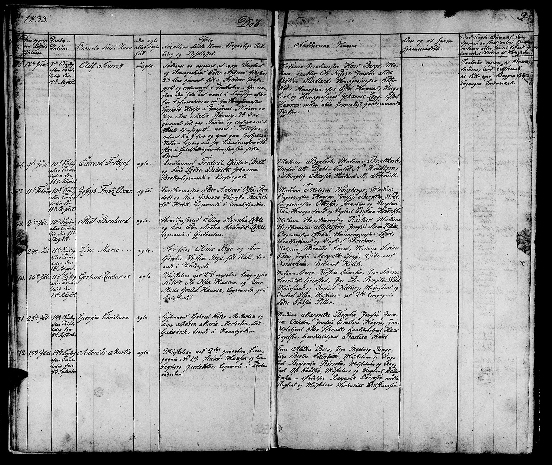 Ministerialprotokoller, klokkerbøker og fødselsregistre - Sør-Trøndelag, AV/SAT-A-1456/602/L0136: Klokkerbok nr. 602C04, 1833-1845, s. 9