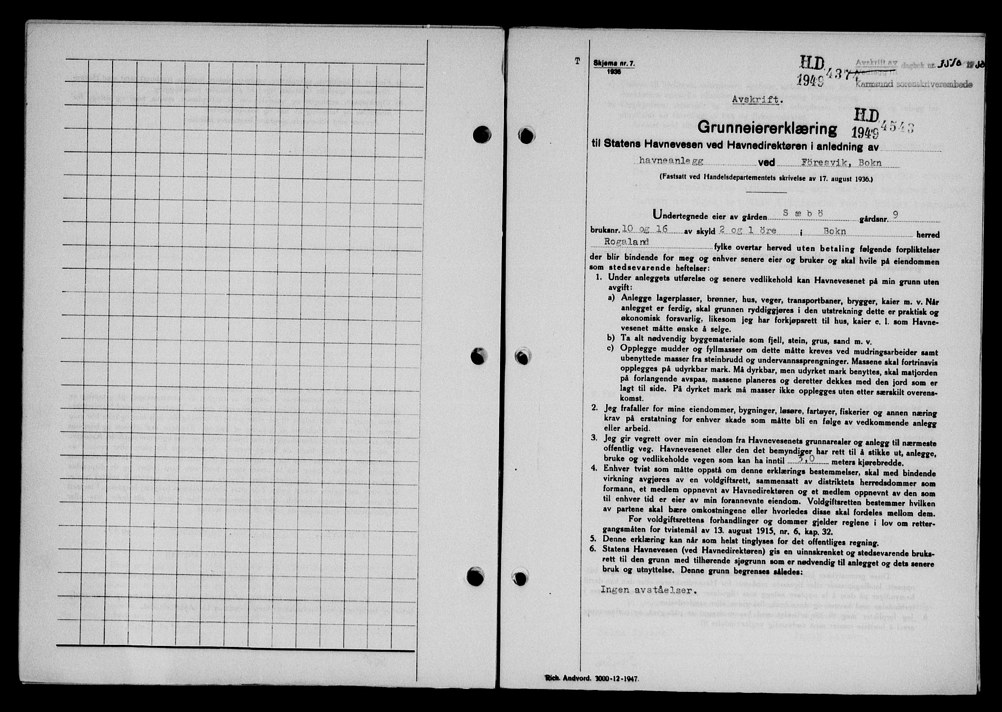 Karmsund sorenskriveri, SAST/A-100311/01/II/IIB/L0101: Pantebok nr. 81A, 1950-1951, Dagboknr: 3530/1950