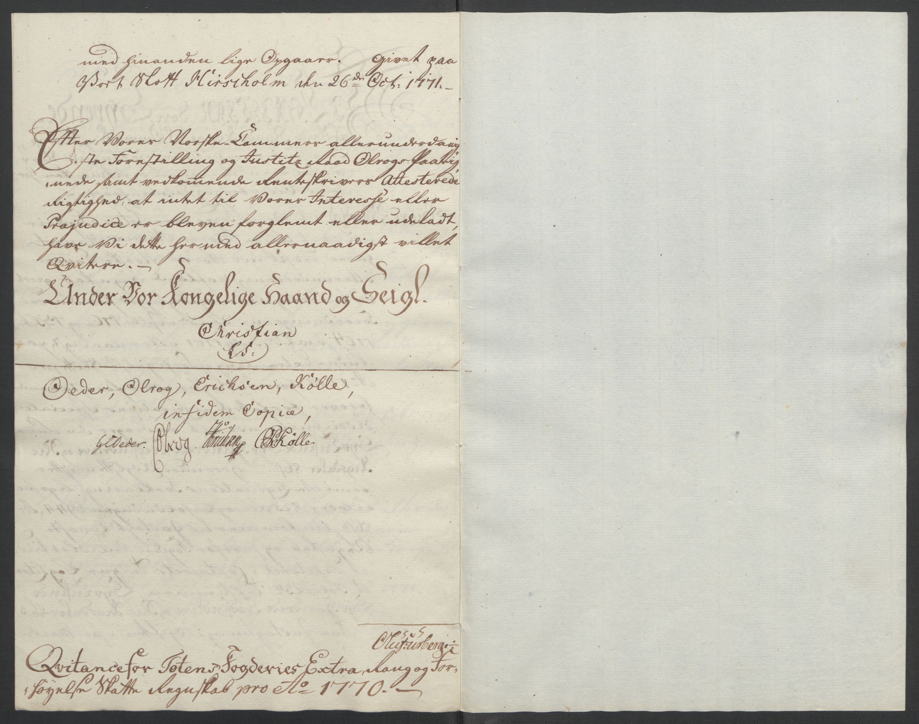 Rentekammeret inntil 1814, Reviderte regnskaper, Fogderegnskap, AV/RA-EA-4092/R19/L1399: Fogderegnskap Toten, Hadeland og Vardal, 1762-1783, s. 209