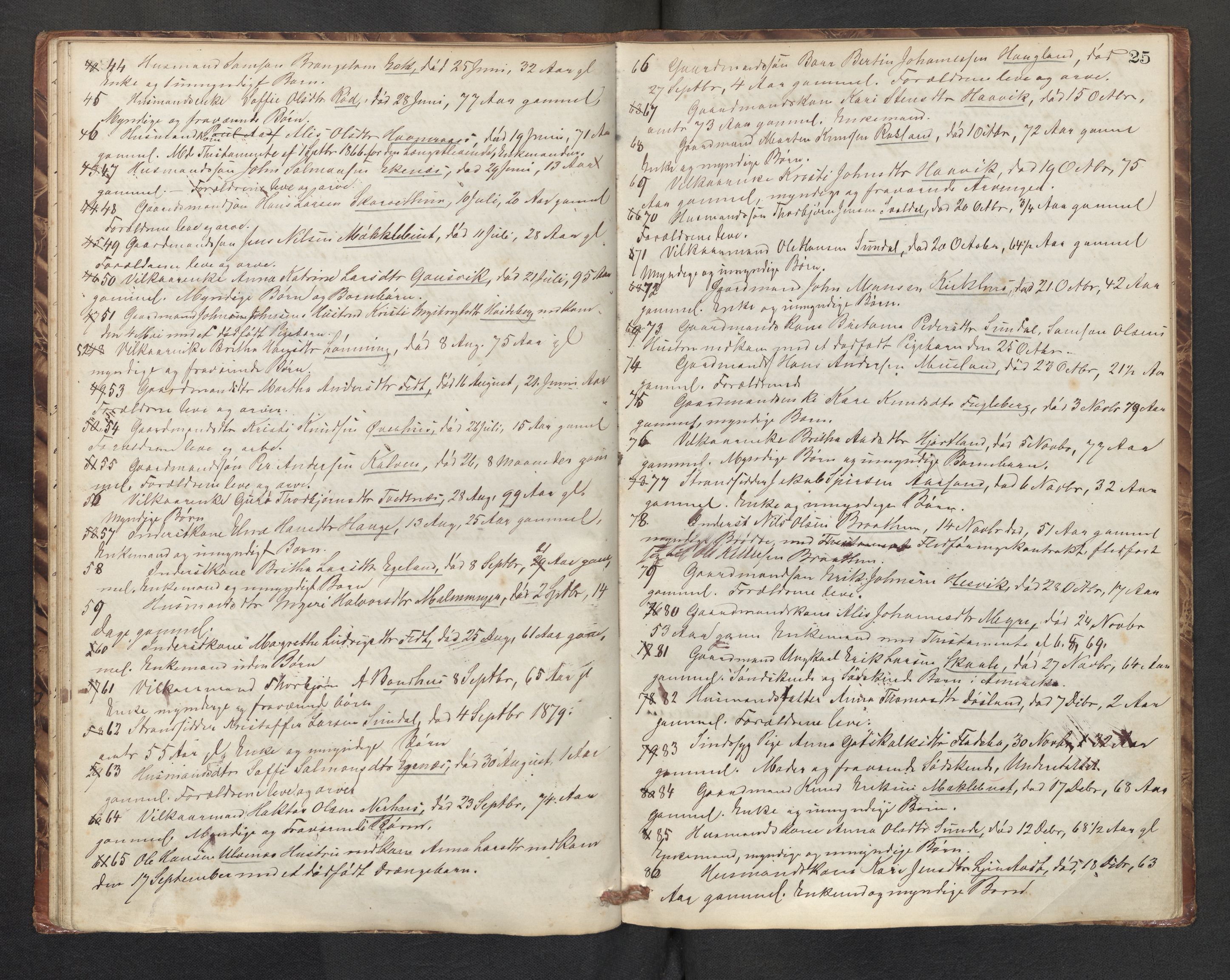 Lensmannen i Kvinnherad, AV/SAB-A-33301/1/0006/L0001: Dødsfallprotokoll, 1864-1890, s. 25