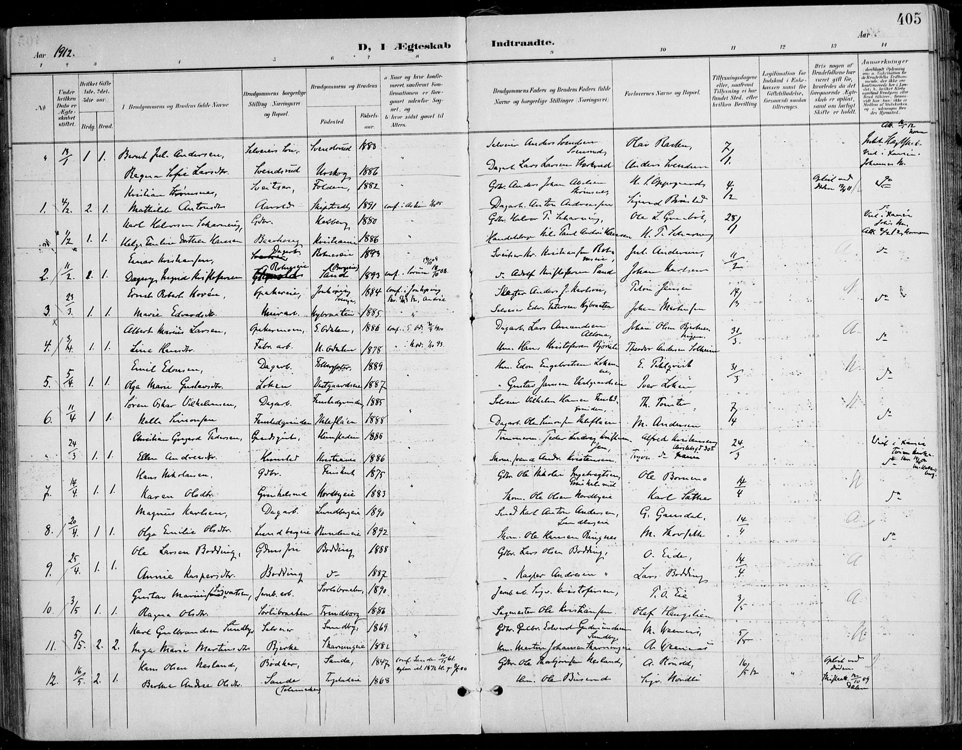 Nes prestekontor Kirkebøker, AV/SAO-A-10410/F/Fa/L0011: Ministerialbok nr. I 11, 1899-1918, s. 405