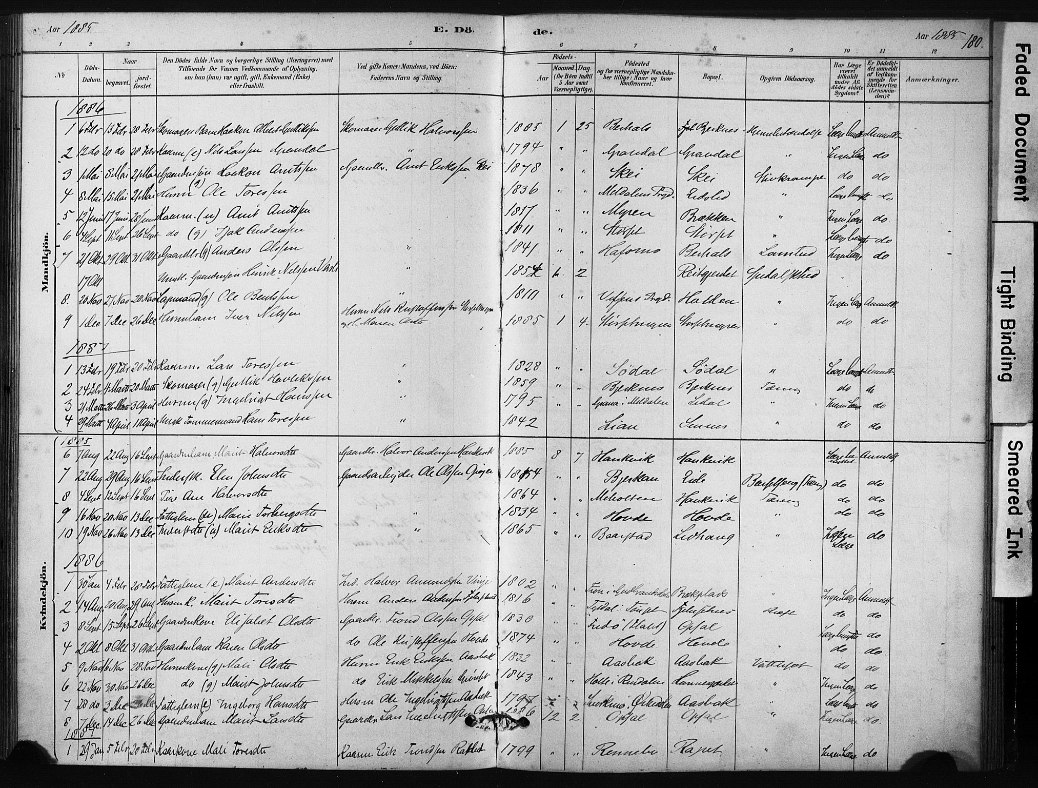 Ministerialprotokoller, klokkerbøker og fødselsregistre - Sør-Trøndelag, AV/SAT-A-1456/631/L0512: Ministerialbok nr. 631A01, 1879-1912, s. 180