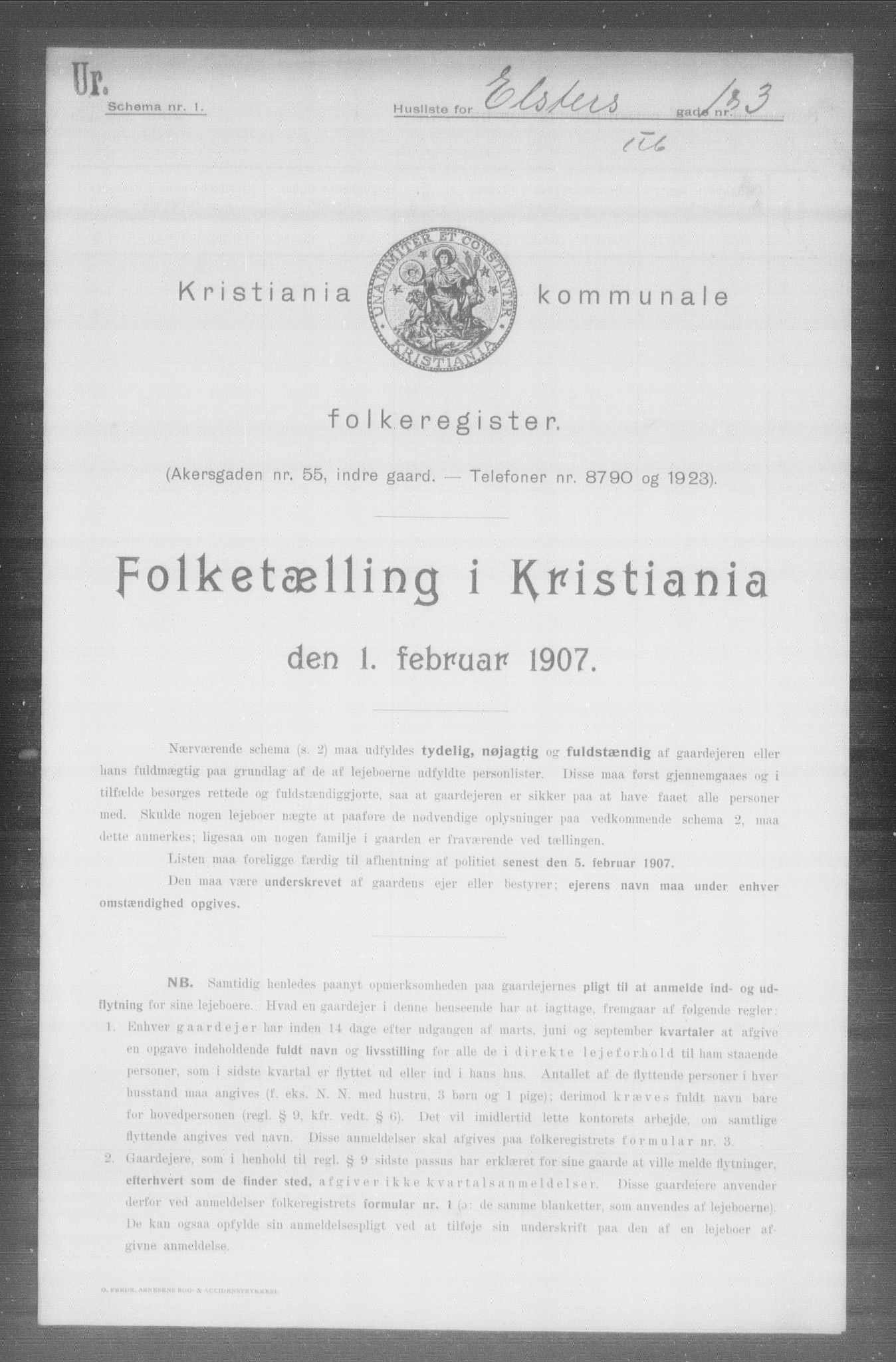 OBA, Kommunal folketelling 1.2.1907 for Kristiania kjøpstad, 1907, s. 10505