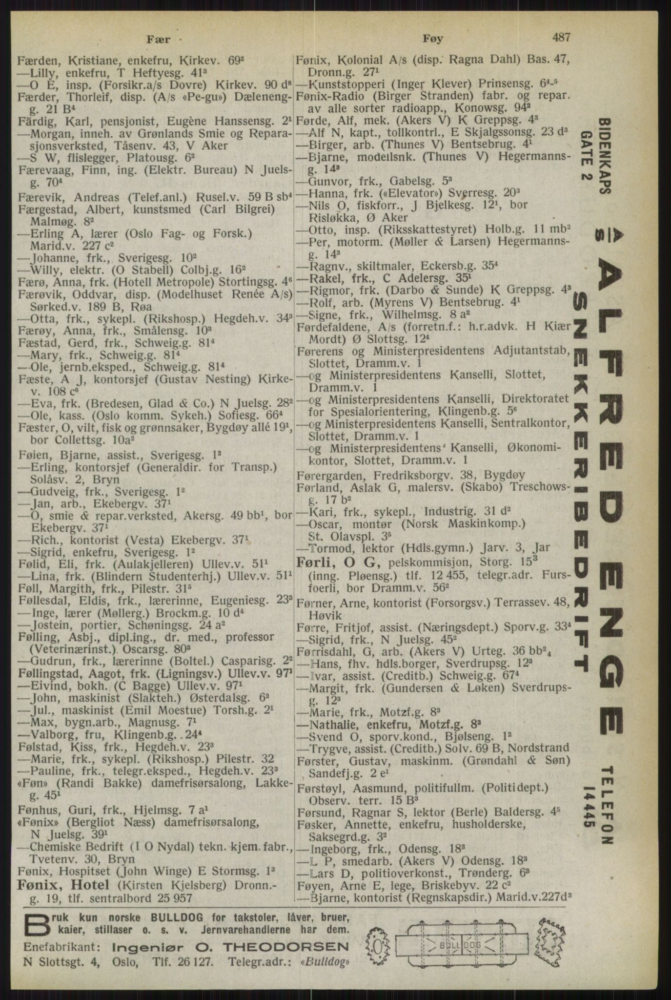 Kristiania/Oslo adressebok, PUBL/-, 1944, s. 487