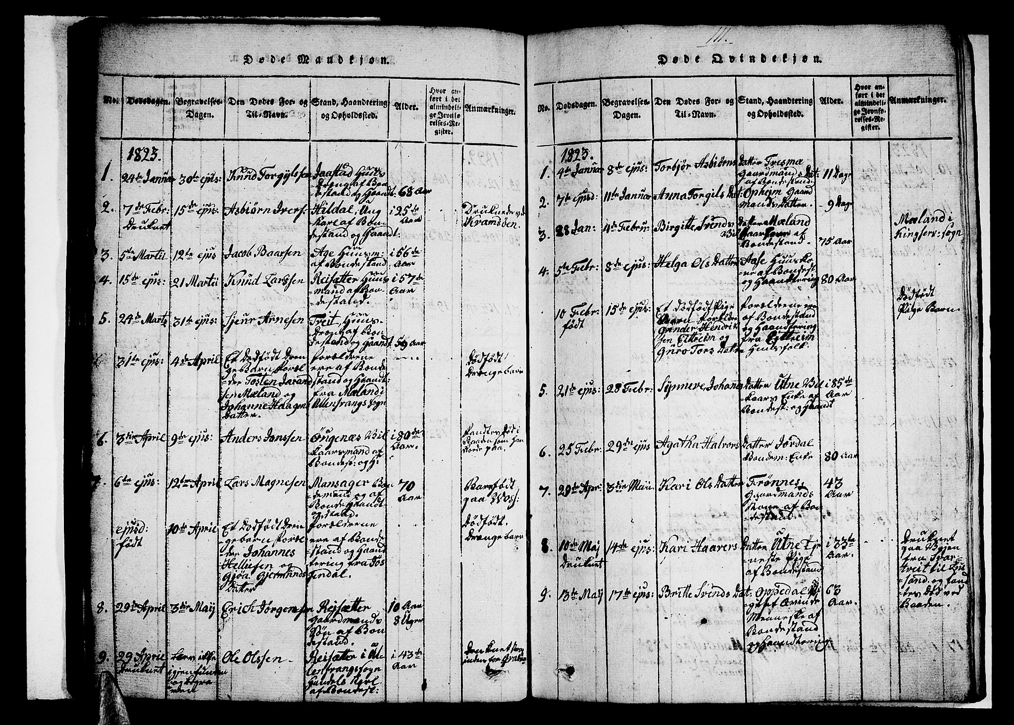 Ullensvang sokneprestembete, SAB/A-78701/H/Hab: Klokkerbok nr. A 3, 1817-1825, s. 111
