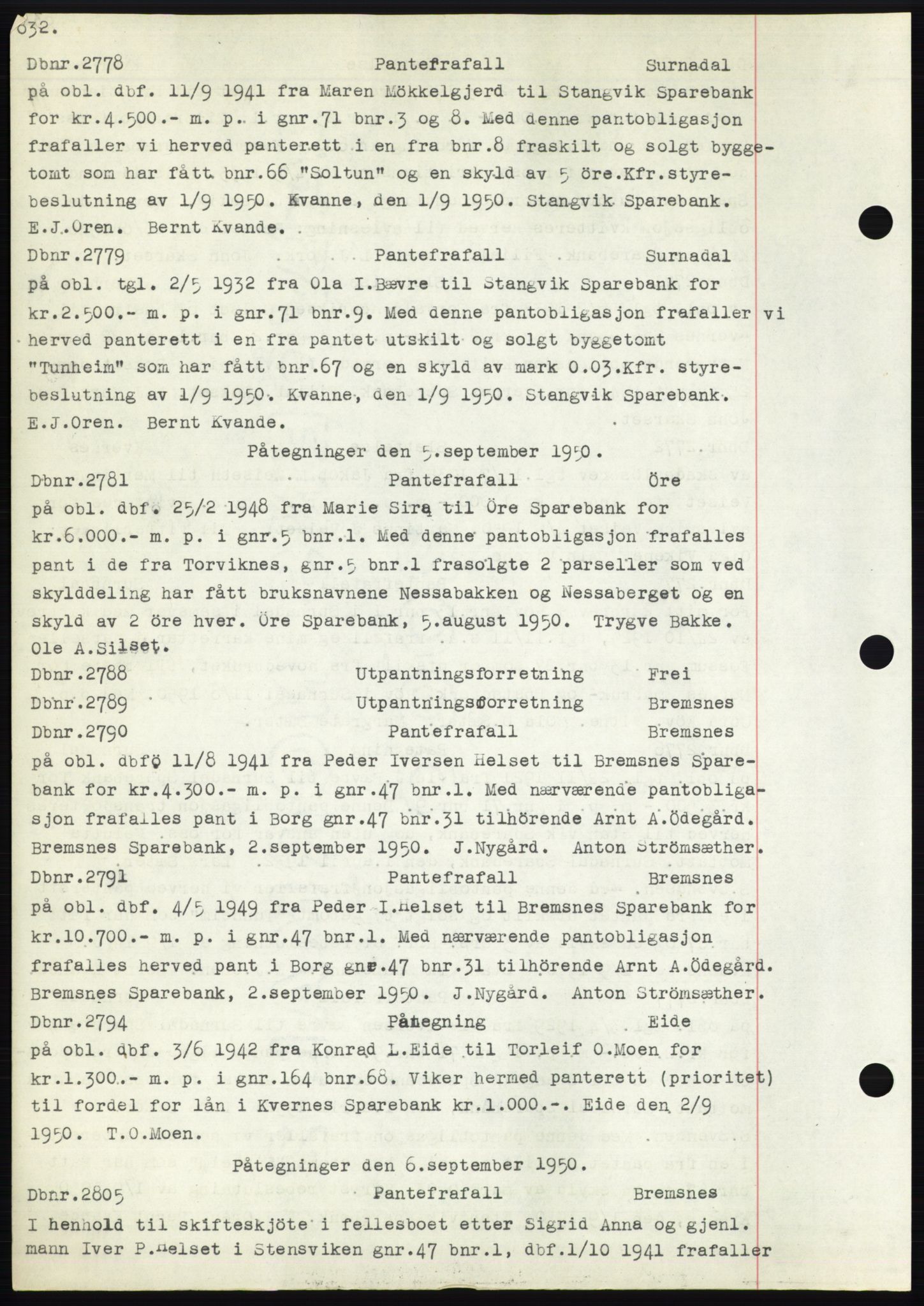 Nordmøre sorenskriveri, SAT/A-4132/1/2/2Ca: Pantebok nr. C82b, 1946-1951, Dagboknr: 2778/1950