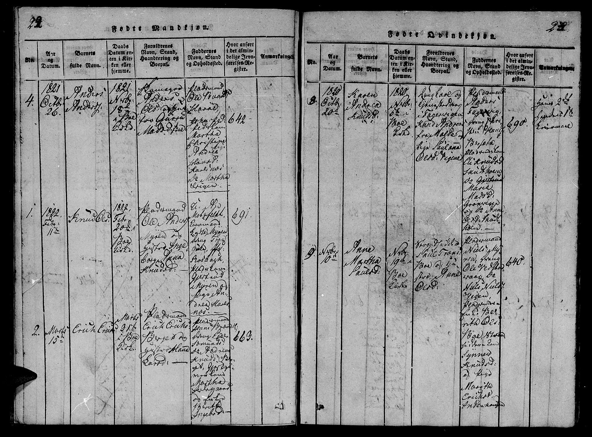 Ministerialprotokoller, klokkerbøker og fødselsregistre - Møre og Romsdal, AV/SAT-A-1454/566/L0763: Ministerialbok nr. 566A03 /1, 1817-1829, s. 22-23