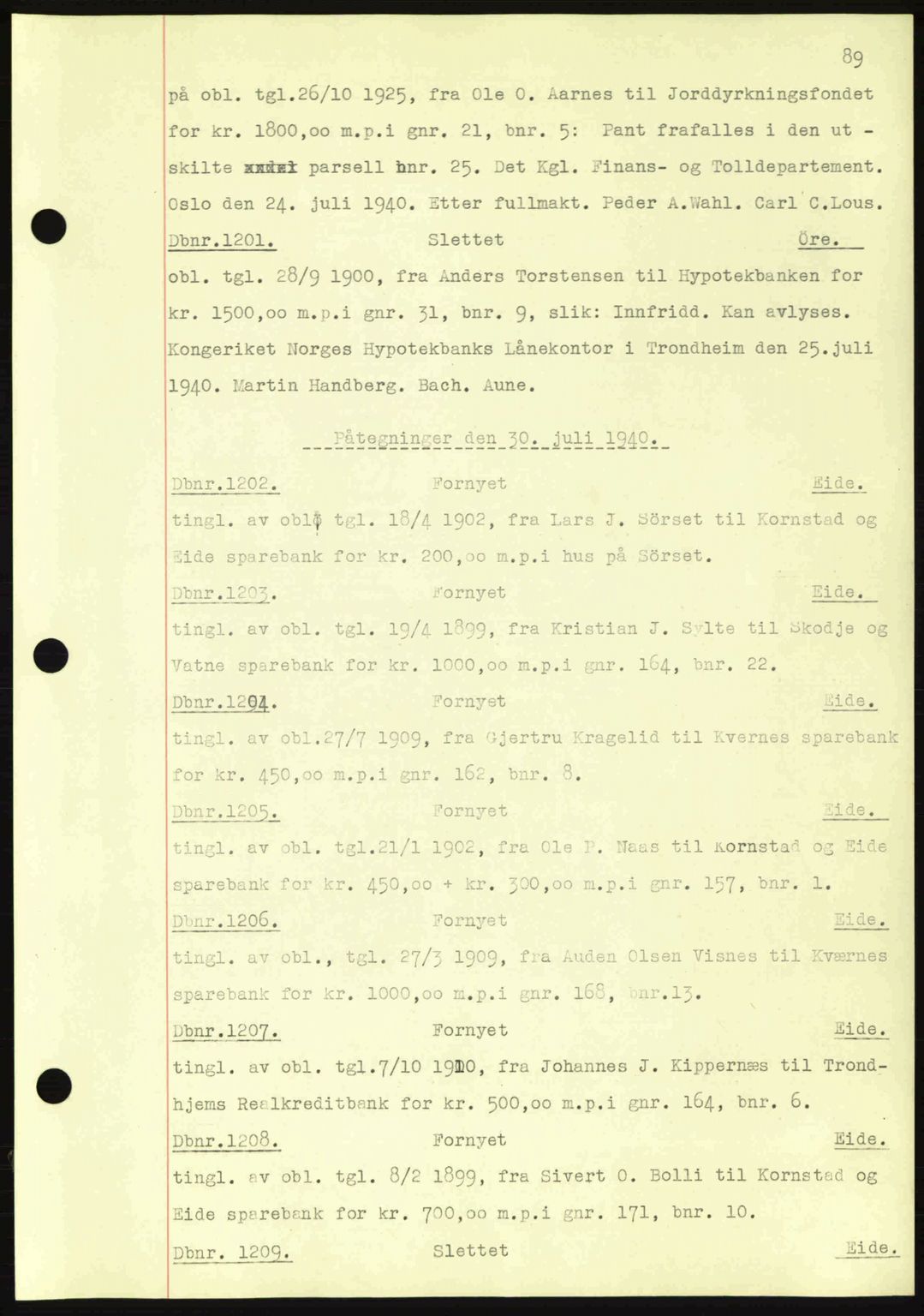 Nordmøre sorenskriveri, AV/SAT-A-4132/1/2/2Ca: Pantebok nr. C81, 1940-1945, Dagboknr: 1201/1940