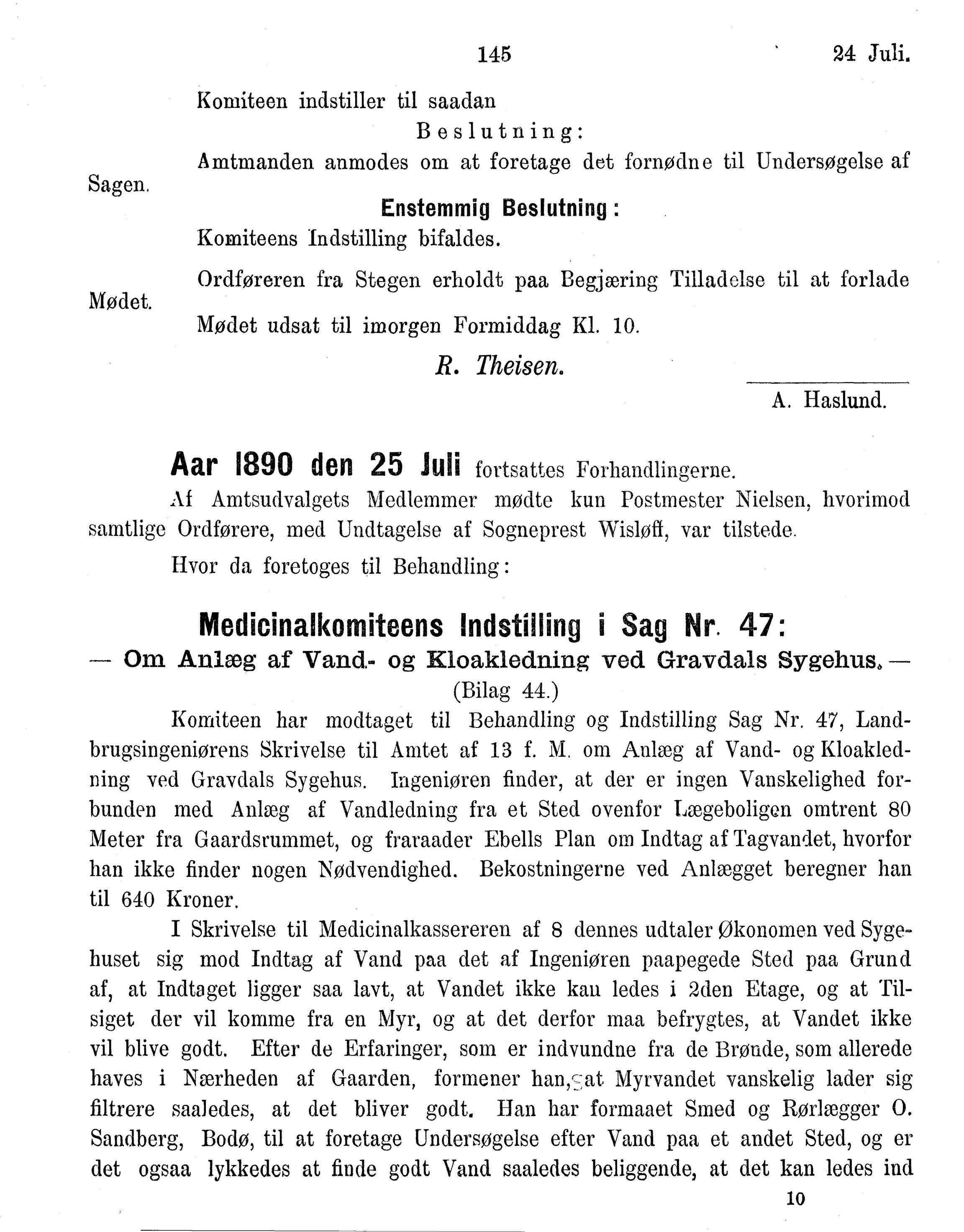 Nordland Fylkeskommune. Fylkestinget, AIN/NFK-17/176/A/Ac/L0015: Fylkestingsforhandlinger 1886-1890, 1886-1890, s. 145
