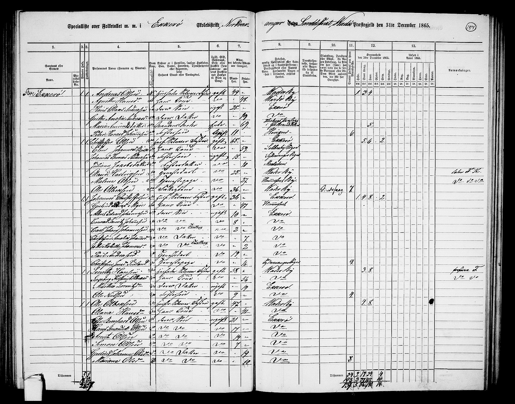 RA, Folketelling 1865 for 2029L Vadsø prestegjeld, Nord-Varanger sokn, 1865, s. 25