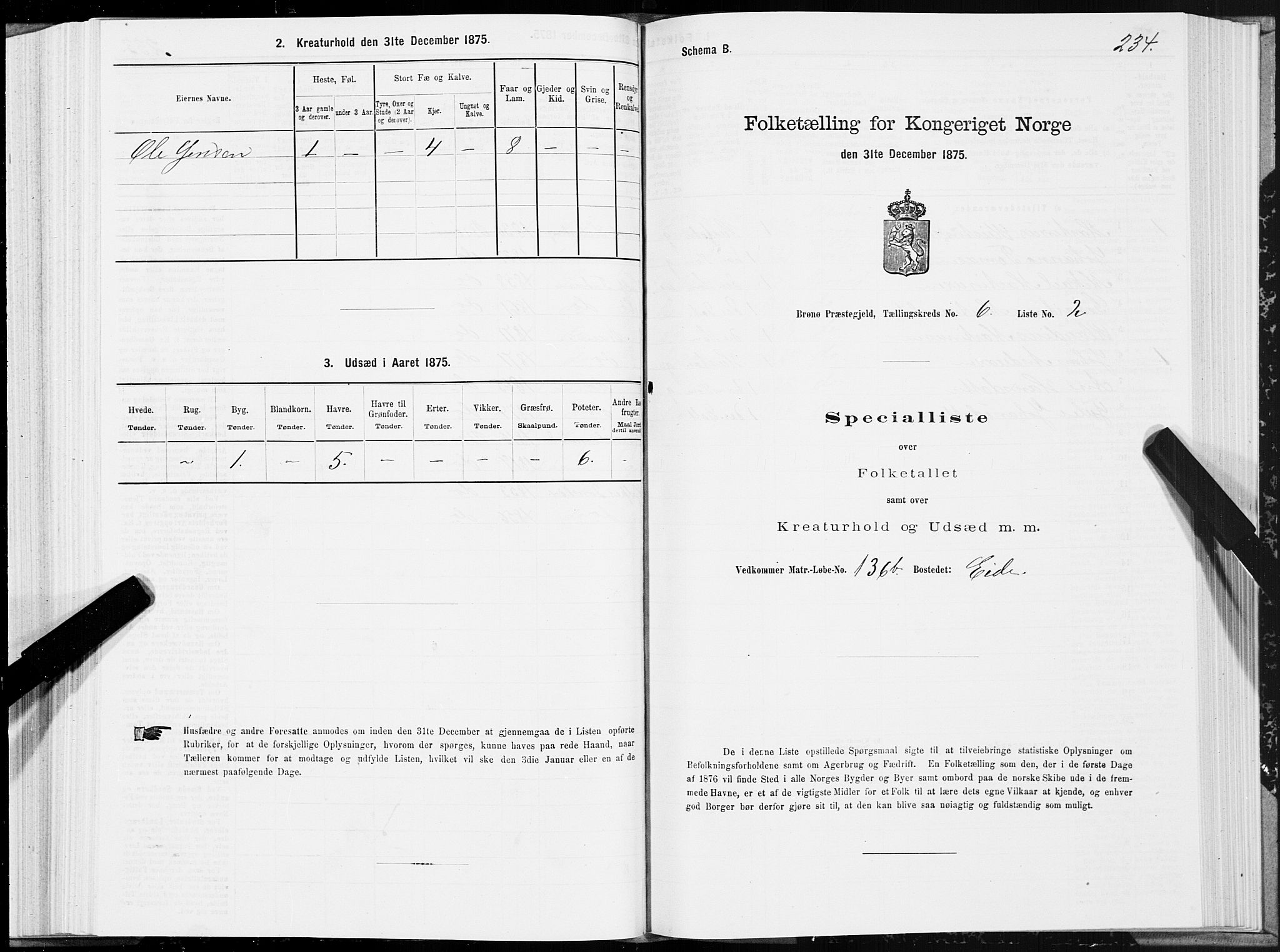 SAT, Folketelling 1875 for 1814P Brønnøy prestegjeld, 1875, s. 3234