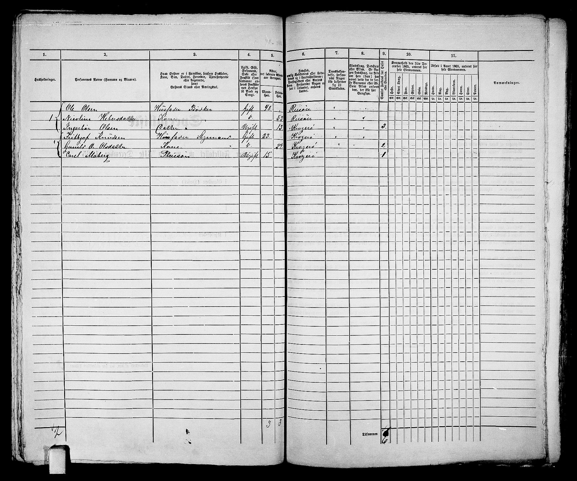 RA, Folketelling 1865 for 0801B Kragerø prestegjeld, Kragerø kjøpstad, 1865, s. 459