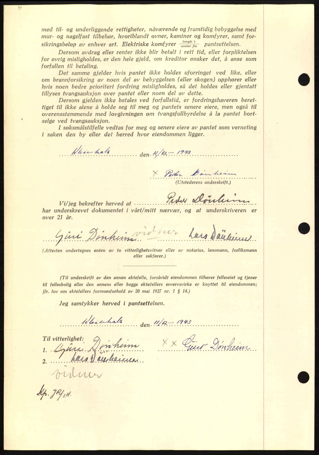 Nordmøre sorenskriveri, AV/SAT-A-4132/1/2/2Ca: Pantebok nr. B91, 1943-1944, Dagboknr: 2822/1943