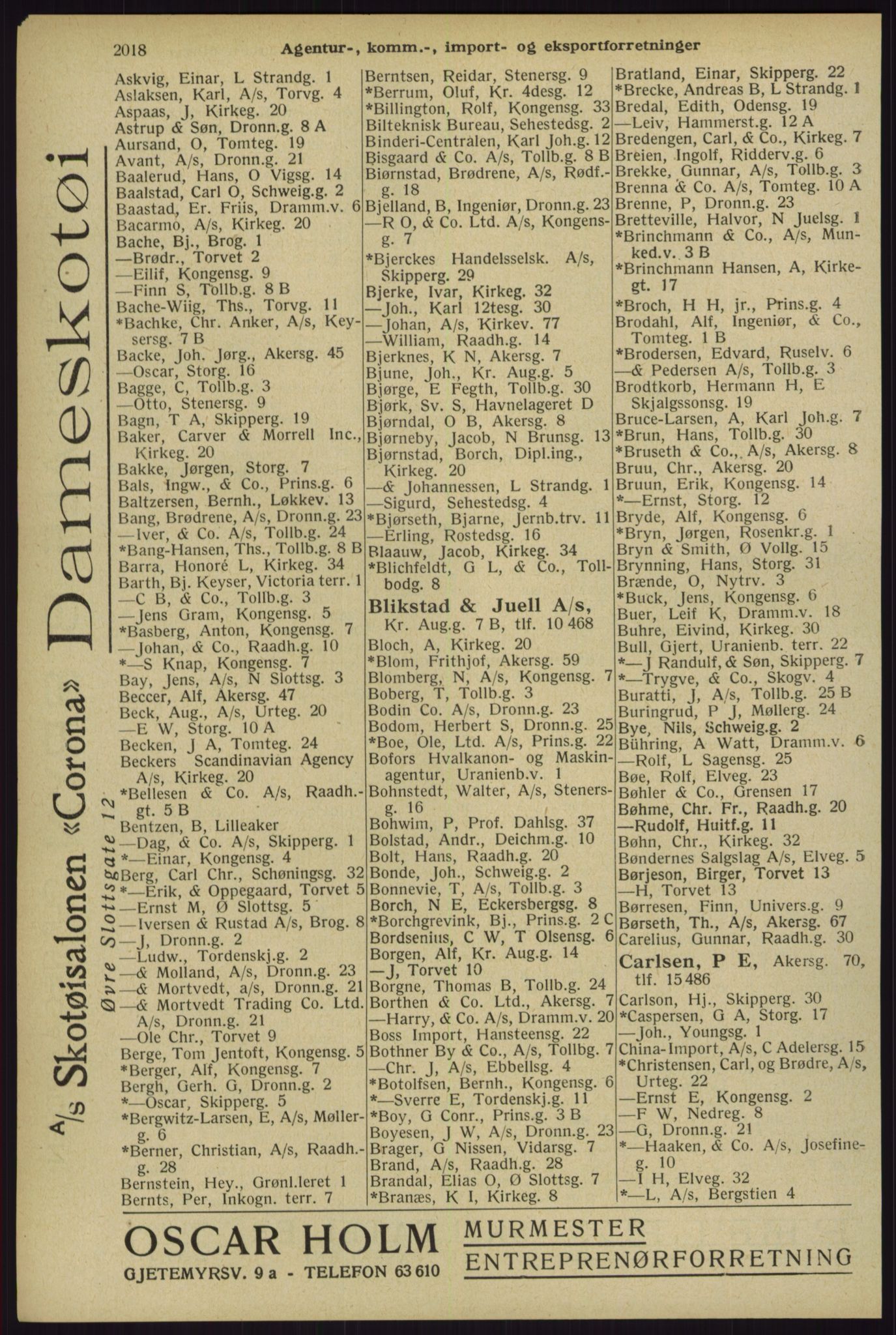 Kristiania/Oslo adressebok, PUBL/-, 1929, s. 2018