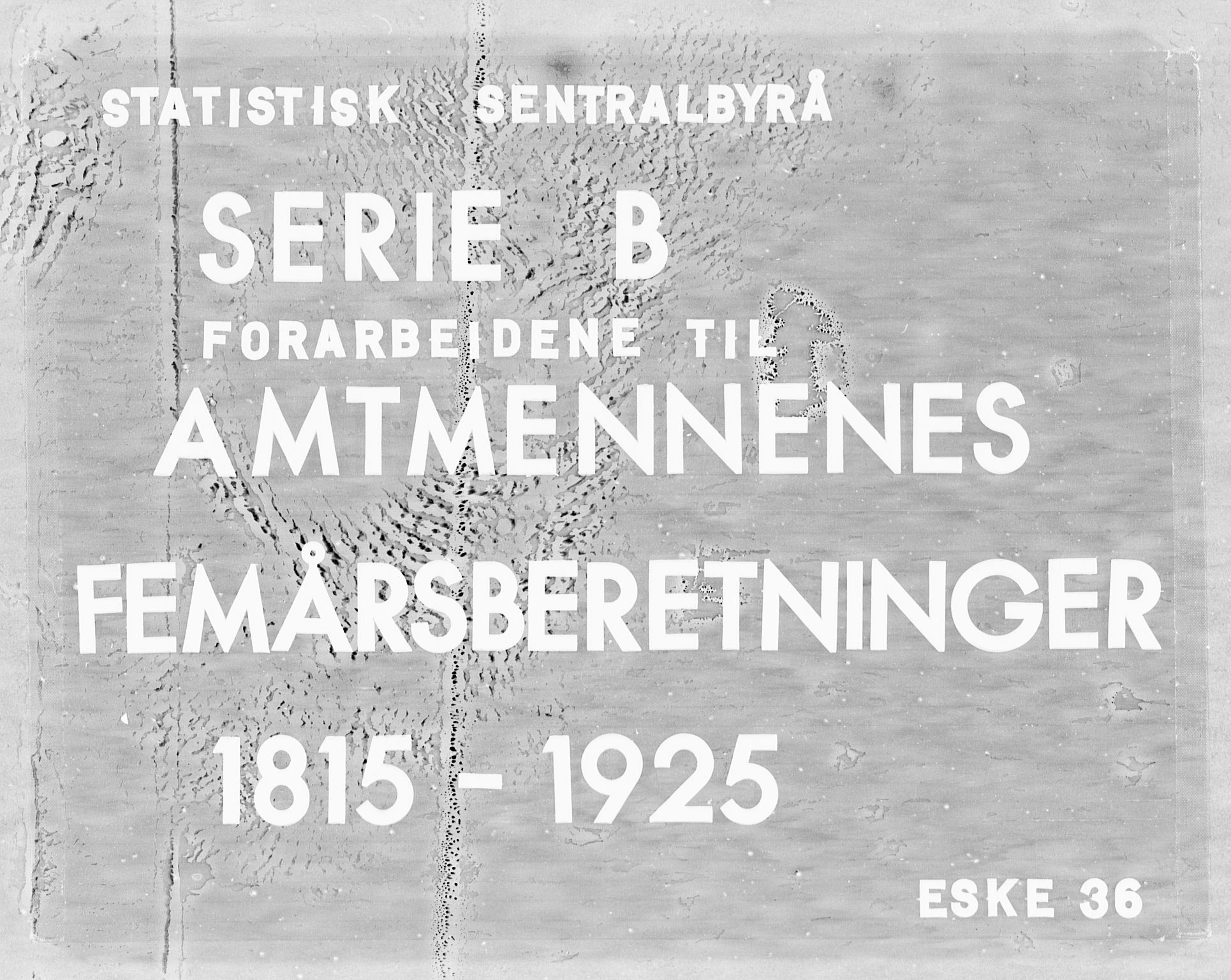 Statistisk sentralbyrå, Næringsøkonomiske emner, Generelt - Amtmennenes femårsberetninger, RA/S-2233/F/Fa/L0036: --, 1875, s. 1