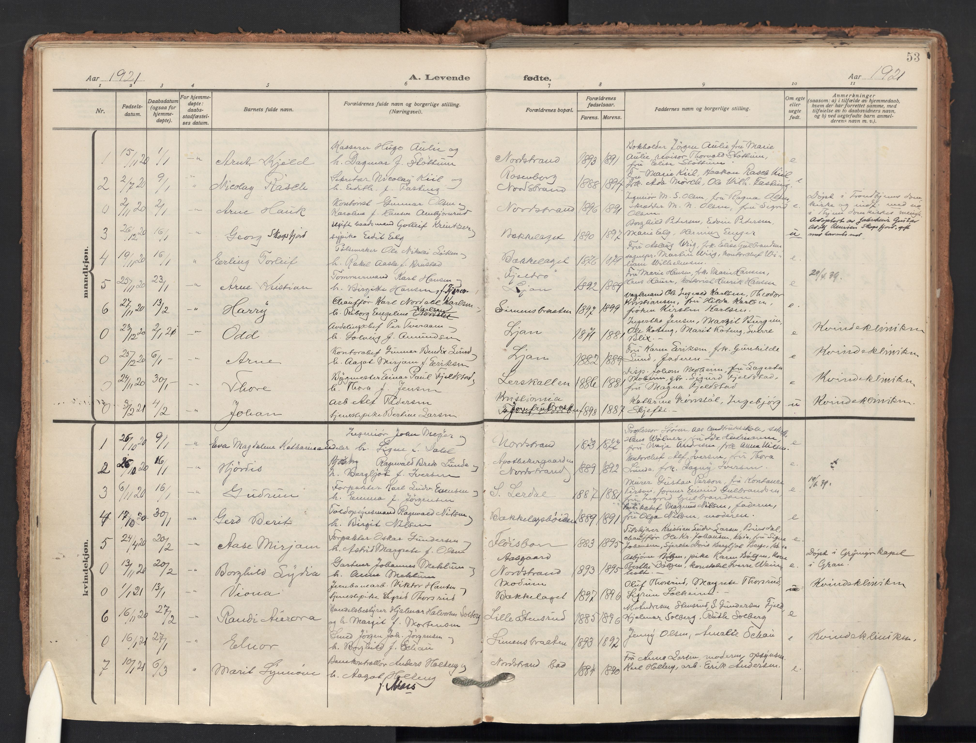 Nordstrand prestekontor Kirkebøker, AV/SAO-A-10362a/F/Fa/L0002: Ministerialbok nr. 2, 1914-1929, s. 53