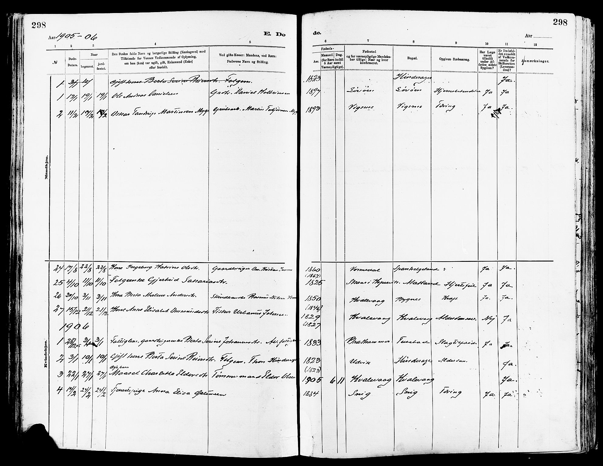 Avaldsnes sokneprestkontor, SAST/A -101851/H/Ha/Haa/L0015: Ministerialbok nr. A 15, 1880-1906, s. 298