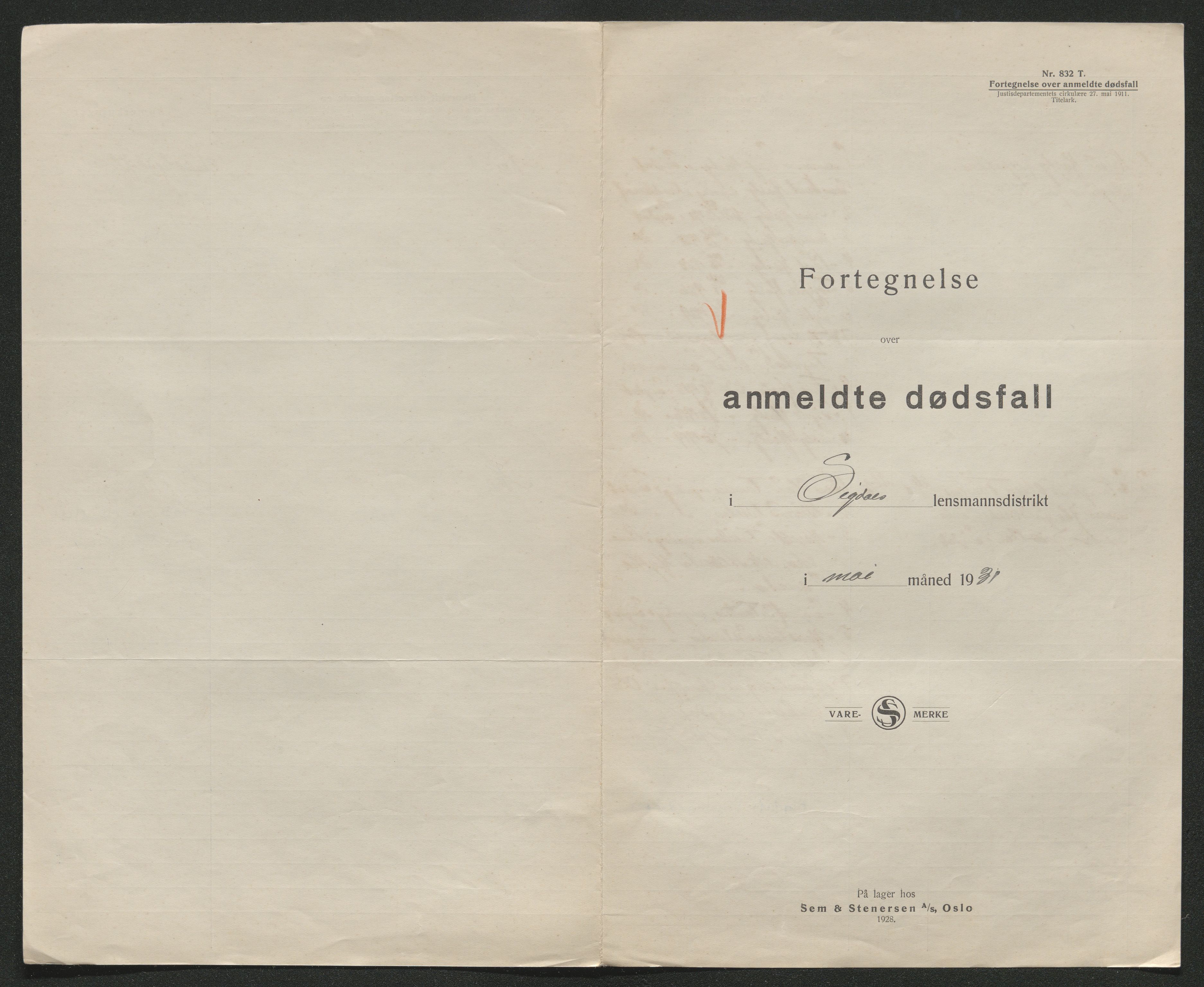 Eiker, Modum og Sigdal sorenskriveri, AV/SAKO-A-123/H/Ha/Hab/L0046: Dødsfallsmeldinger, 1930-1931, s. 914