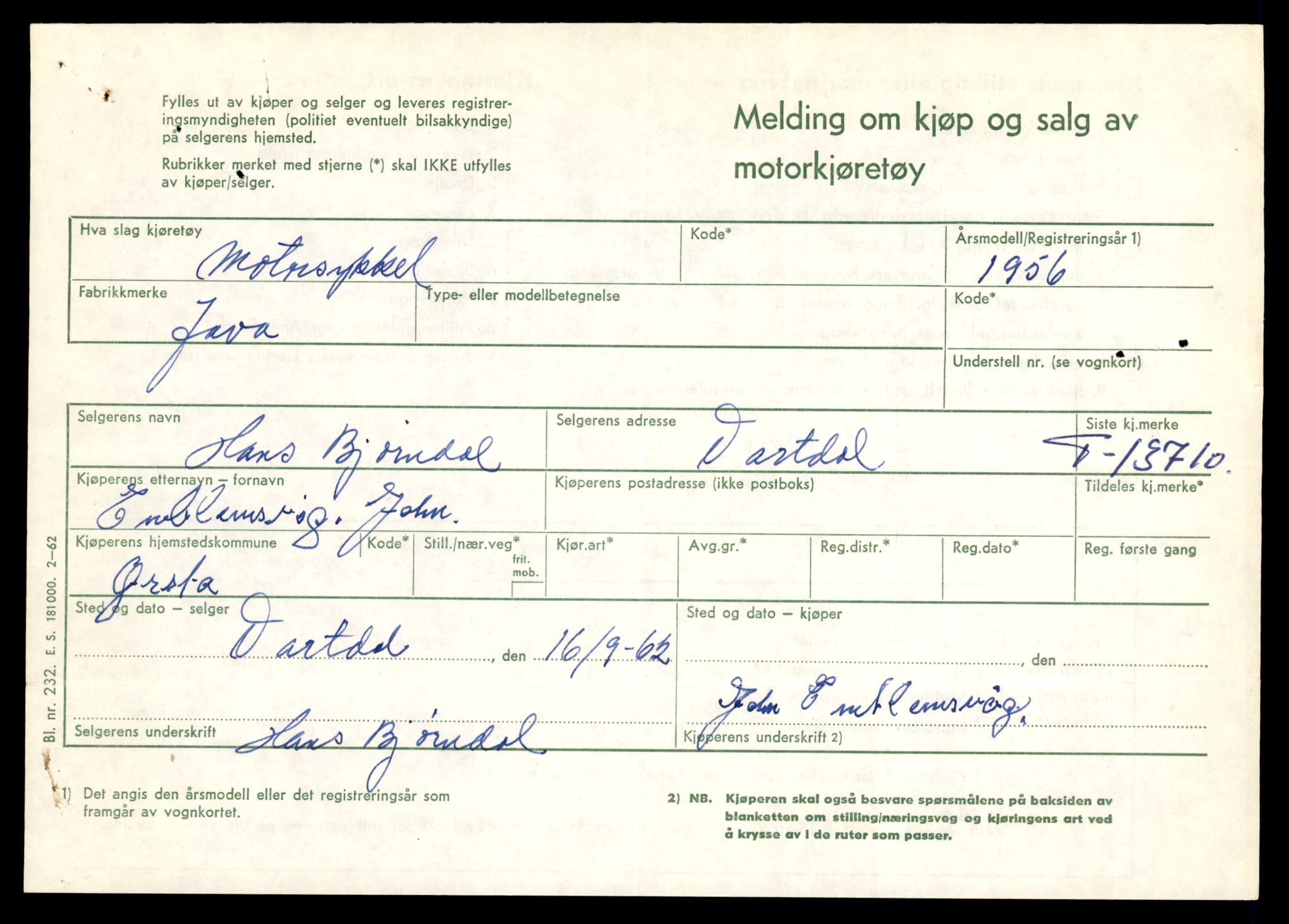 Møre og Romsdal vegkontor - Ålesund trafikkstasjon, AV/SAT-A-4099/F/Fe/L0041: Registreringskort for kjøretøy T 13710 - T 13905, 1927-1998, s. 7