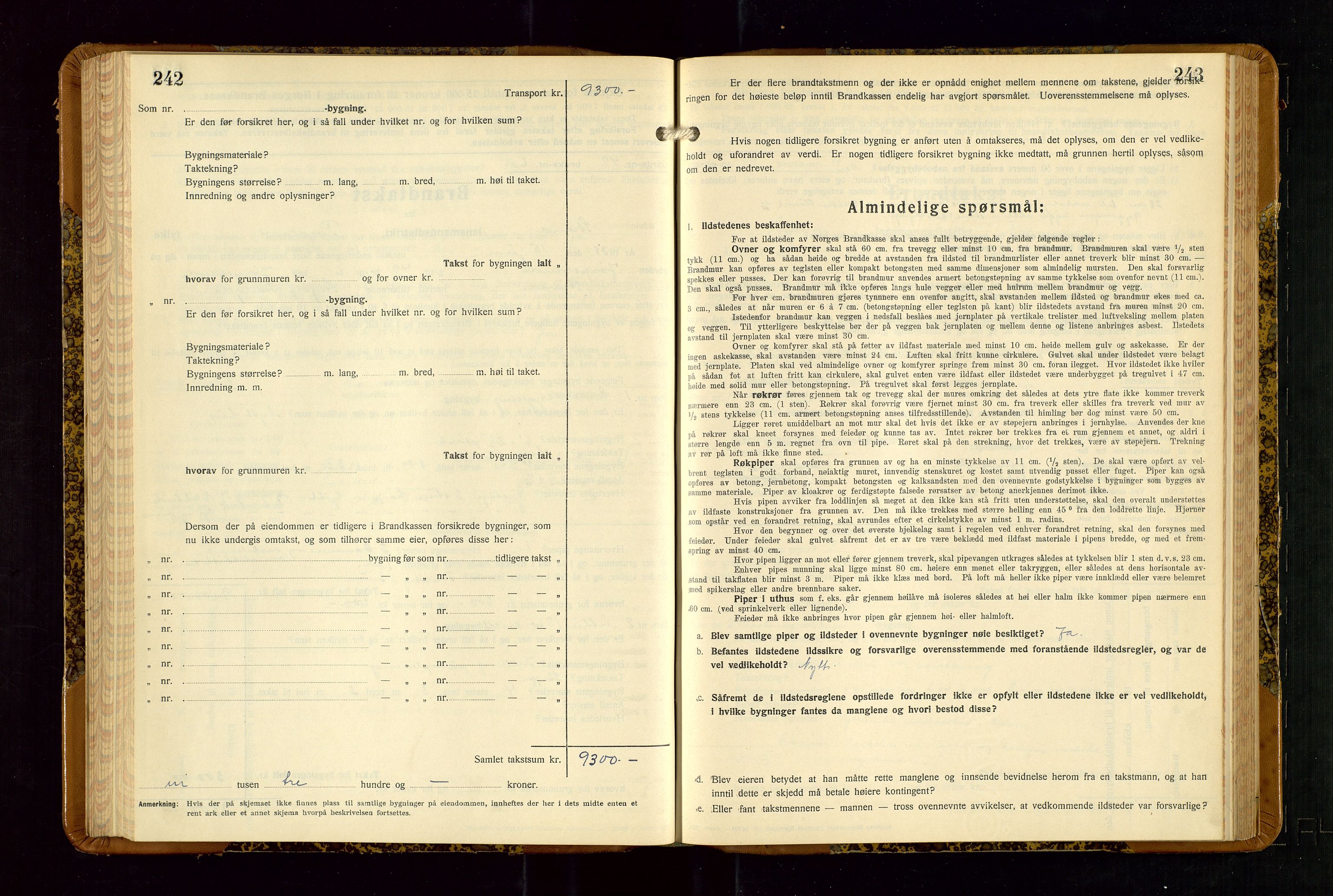 Strand og Forsand lensmannskontor, AV/SAST-A-100451/Gob/L0001: Branntakstprotokoll, 1935-1942, s. 242-243