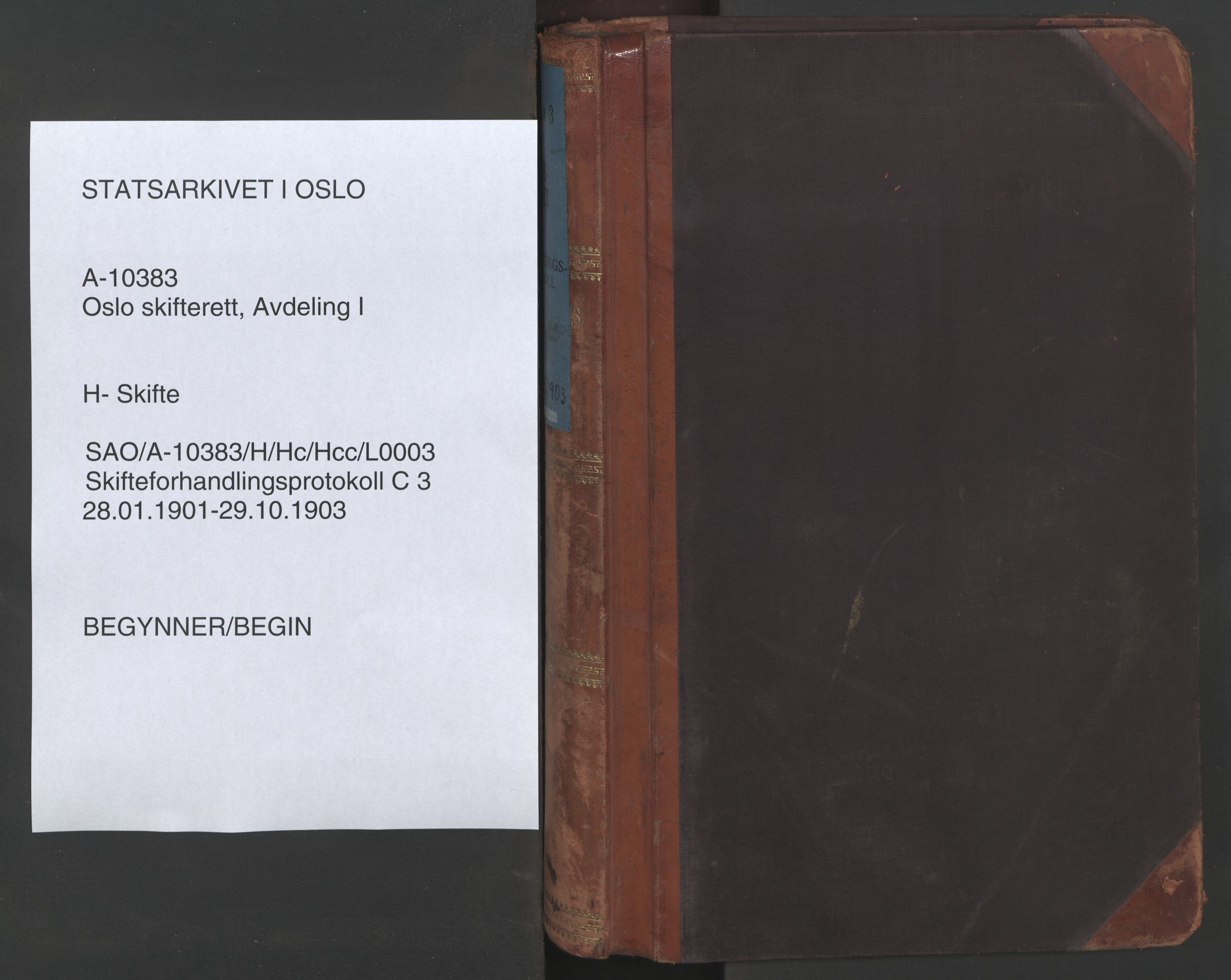 Oslo skifterett, SAO/A-10383/H/Hc/Hcc/L0003: Skifteforhandlingsprotokoll, 1901-1903
