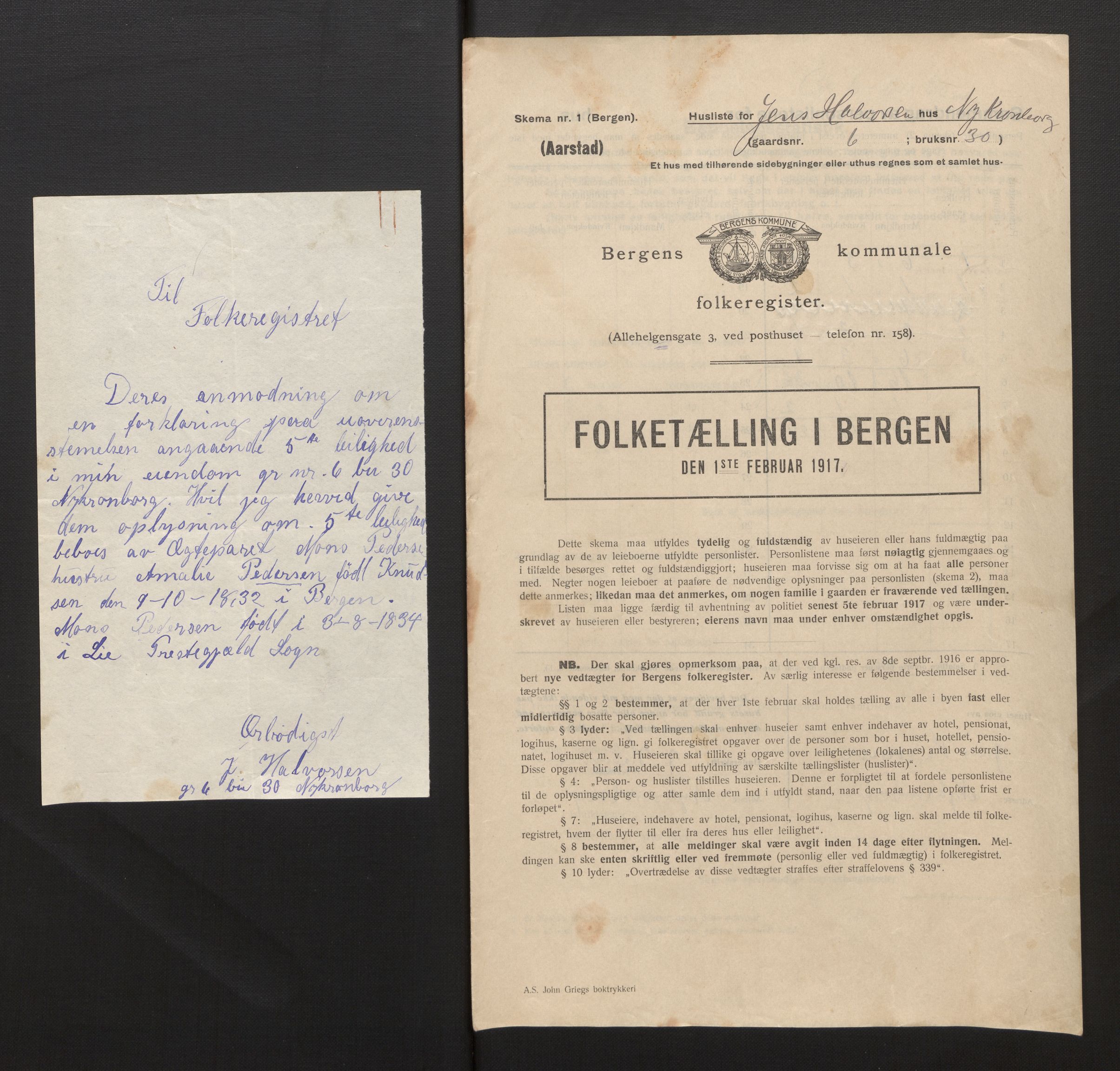 SAB, Kommunal folketelling 1917 for Bergen kjøpstad, 1917, s. 47908