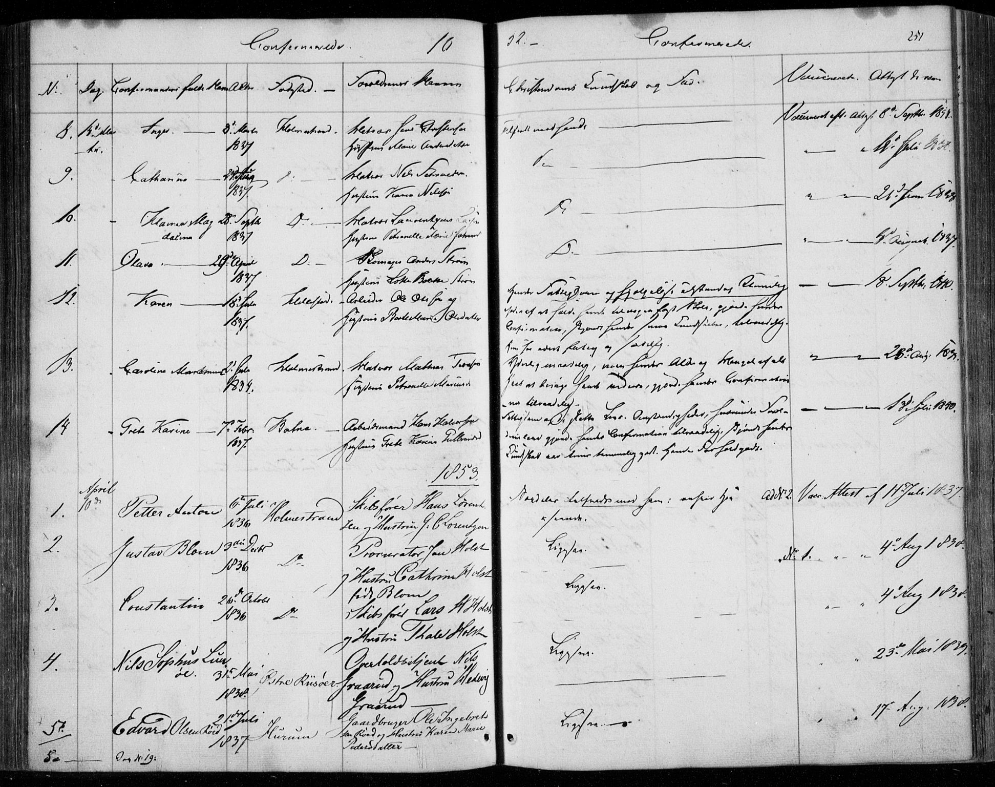 Holmestrand kirkebøker, AV/SAKO-A-346/F/Fa/L0002: Ministerialbok nr. 2, 1840-1866, s. 251