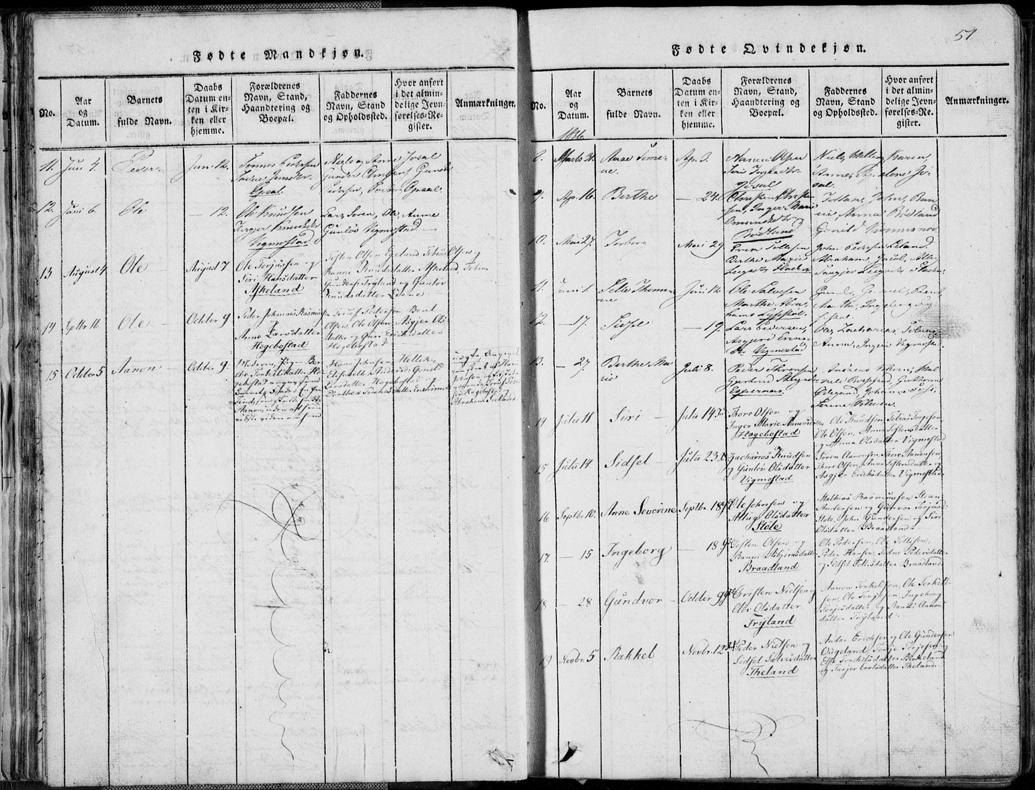 Nord-Audnedal sokneprestkontor, AV/SAK-1111-0032/F/Fb/Fbb/L0001: Klokkerbok nr. B 1, 1816-1858, s. 51