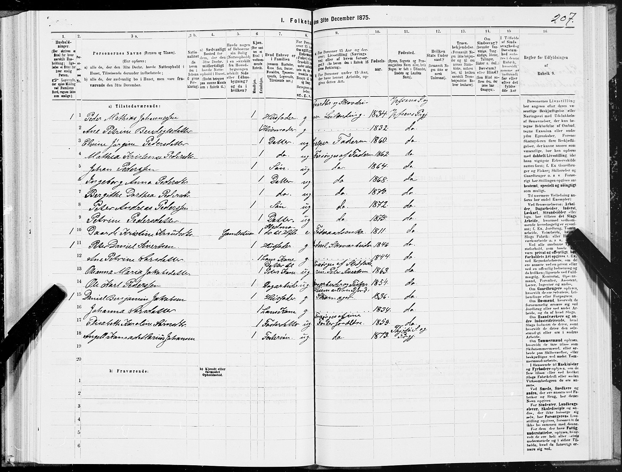 SAT, Folketelling 1875 for 1824L Vefsn prestegjeld, Vefsn sokn, 1875, s. 1207