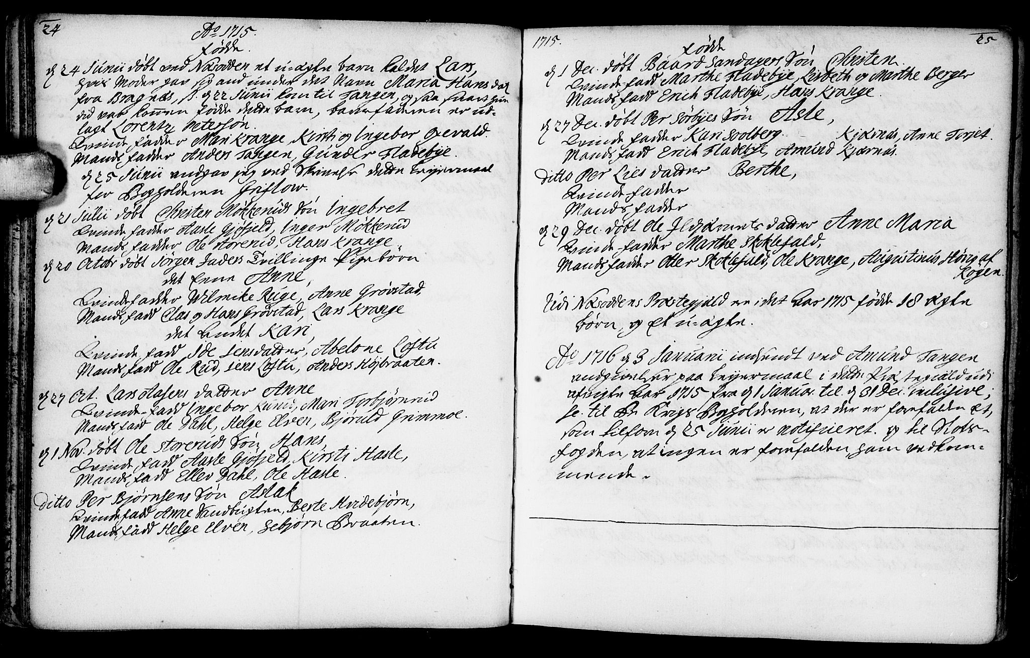 Nesodden prestekontor Kirkebøker, AV/SAO-A-10013/F/Fa/L0001: Ministerialbok nr. I 1, 1709-1750, s. 24-25