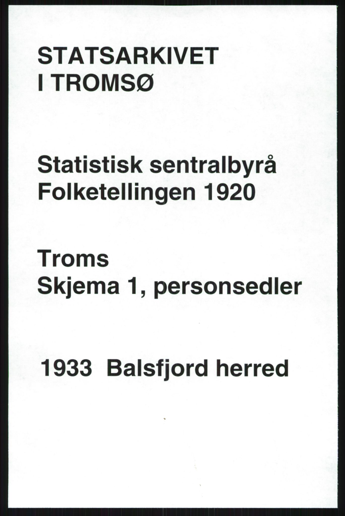 SATØ, Folketelling 1920 for 1933 Balsfjord herred, 1920, s. 1196